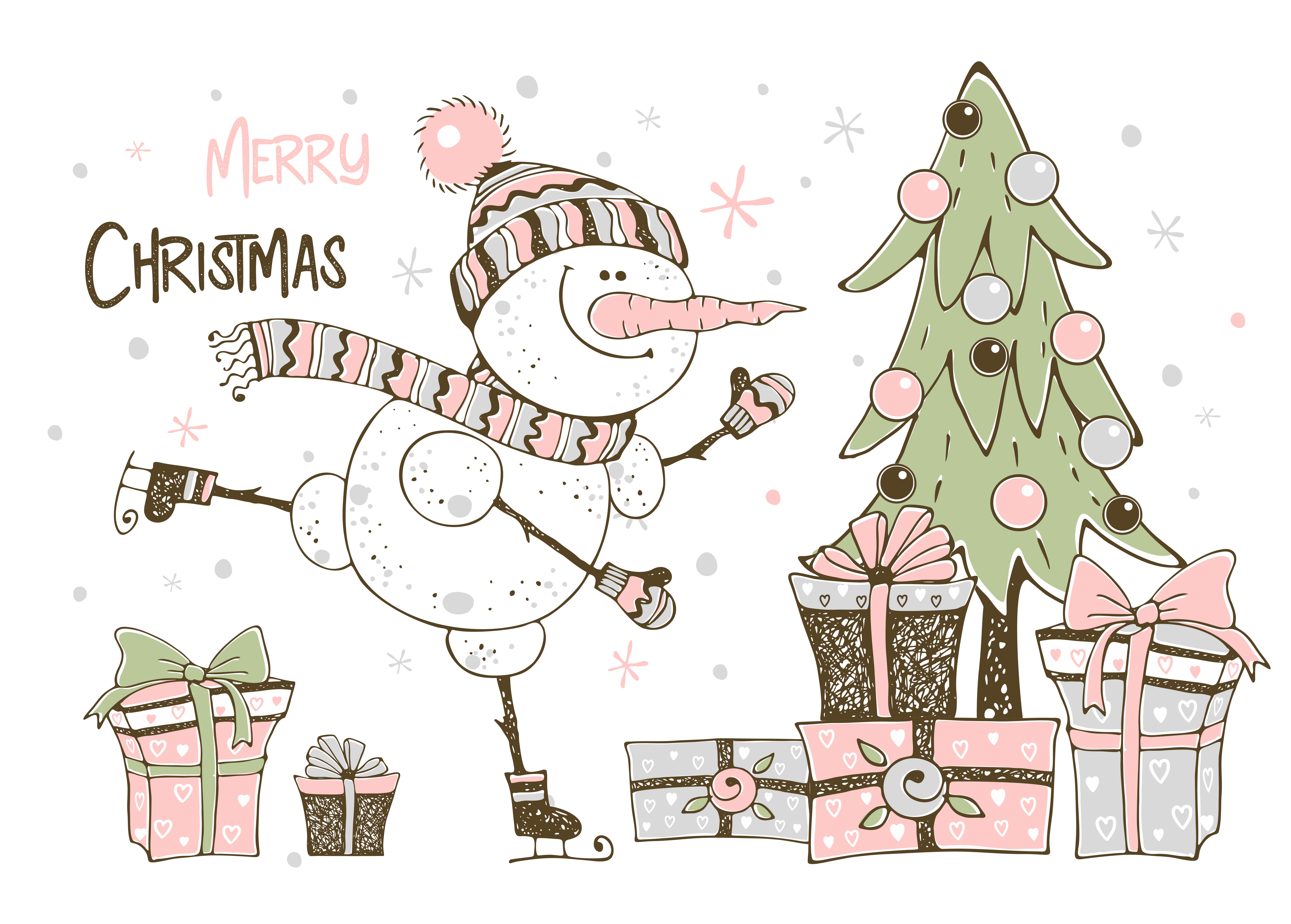無料モバイル壁紙クリスマス, 雪だるま, 贈り物, クリスマスツリー, ホリデーをダウンロードします。
