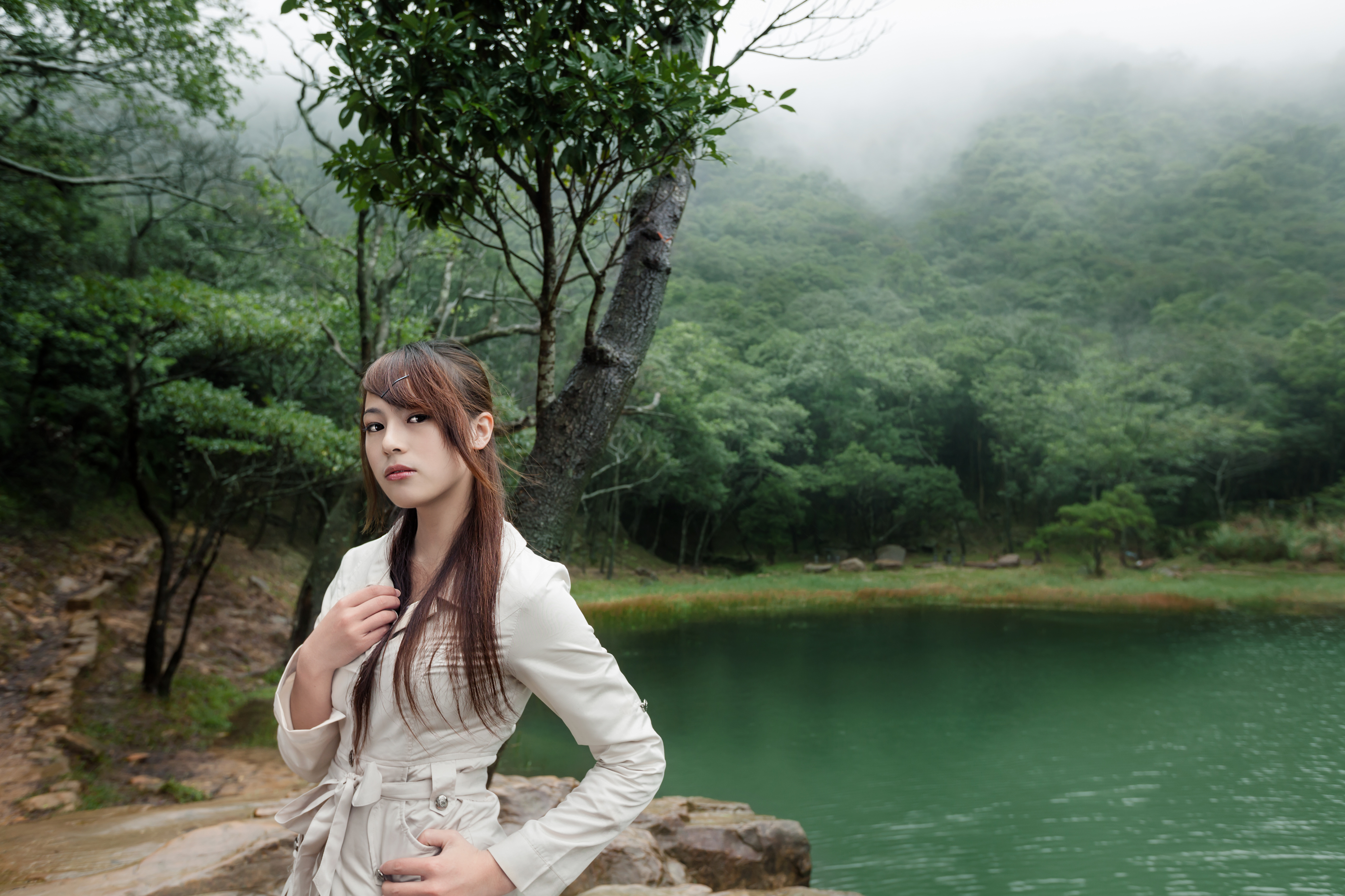 Free download wallpaper Forest, Oriental, Women, Asian on your PC desktop