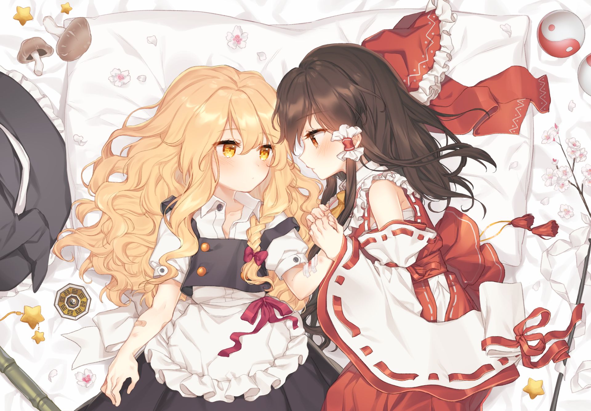 Descarga gratuita de fondo de pantalla para móvil de Animado, Touhou, Reimu Hakurei, Marisa Kirisame.