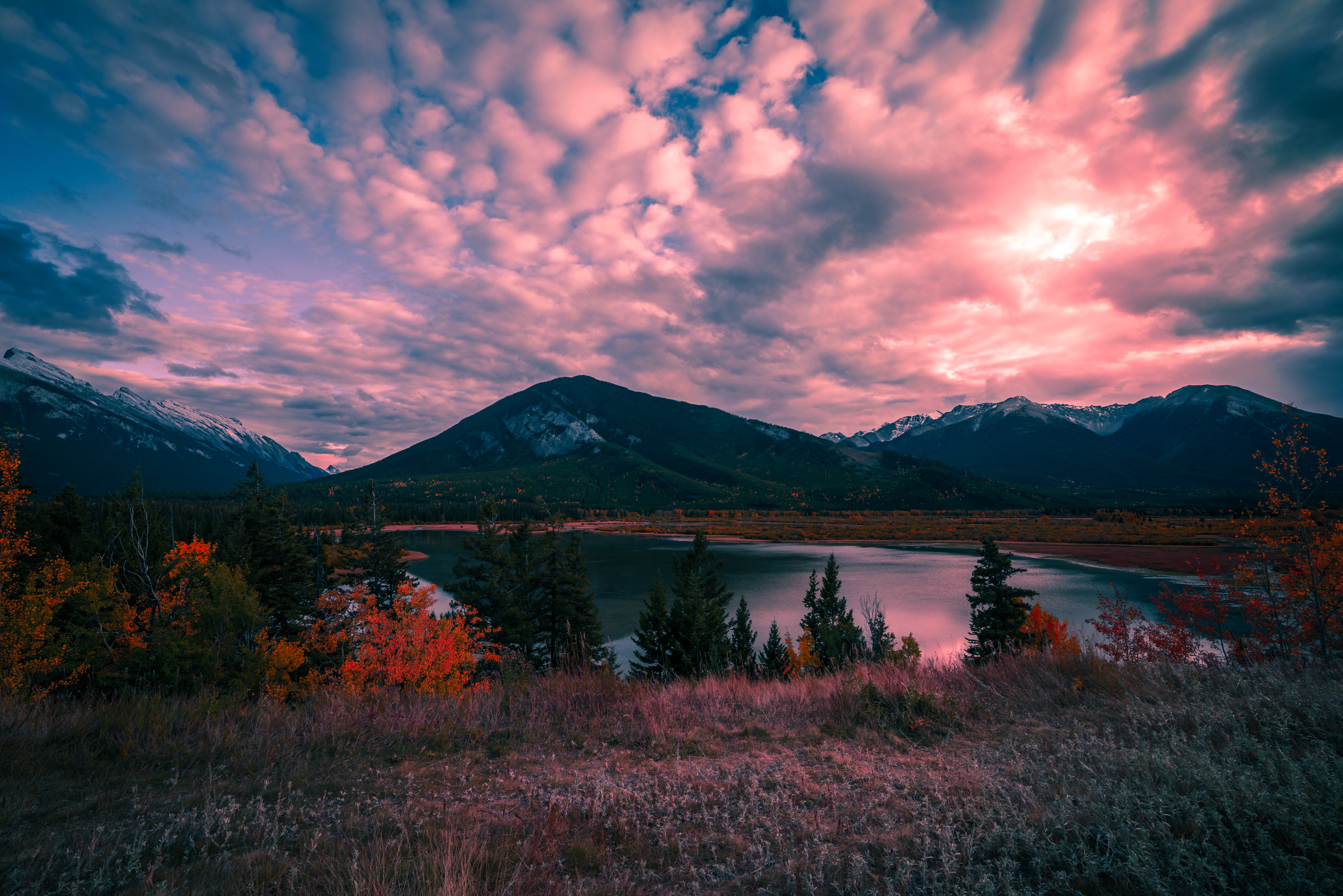 Free download wallpaper Nature, Mountains, Lake, Sunset on your PC desktop