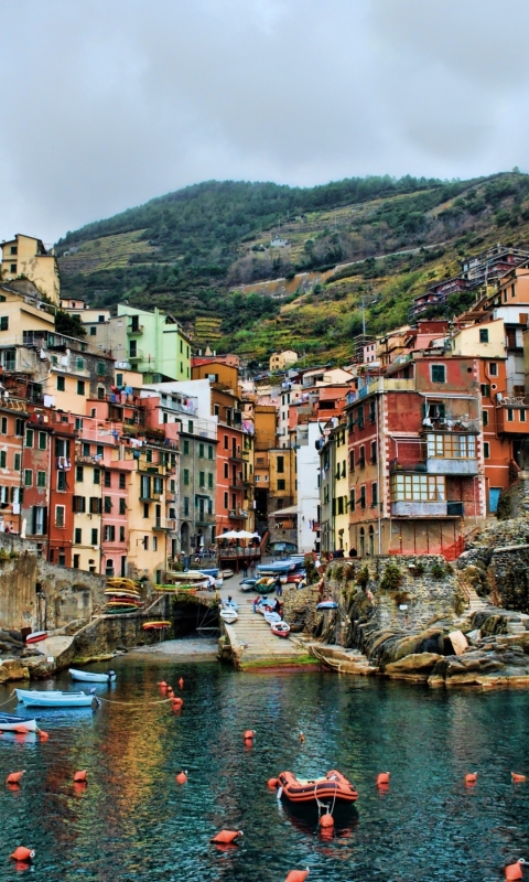Download mobile wallpaper Italy, House, Village, Boat, Riomaggiore, Cinque Terre, Man Made, Towns for free.