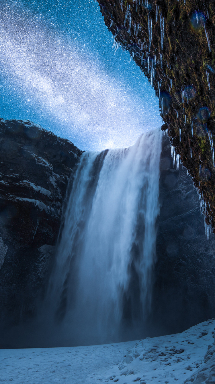Download mobile wallpaper Winter, Ice, Waterfalls, Waterfall, Earth for free.