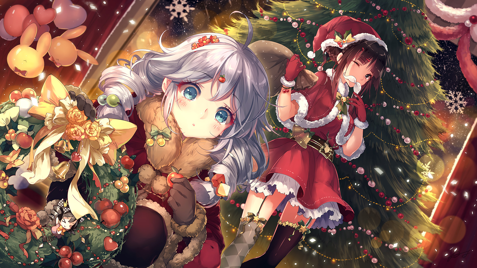 Download mobile wallpaper Anime, Christmas, Benghuai Xueyuan, Kiana Kaslana, Raiden Mei for free.