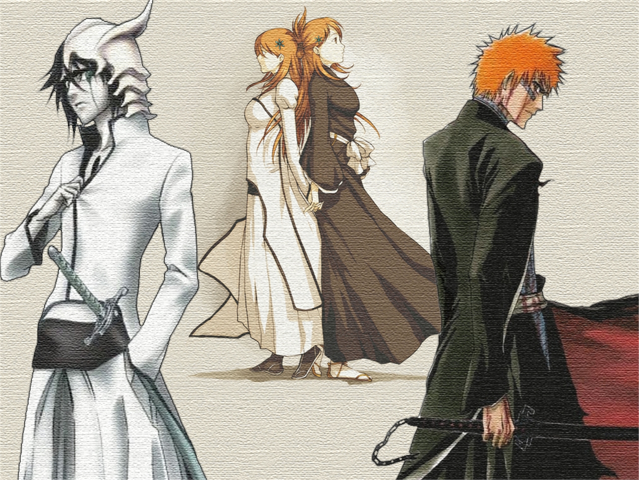 Free download wallpaper Anime, Bleach, Ichigo Kurosaki, Orihime Inoue, Ulquiorra Cifer on your PC desktop