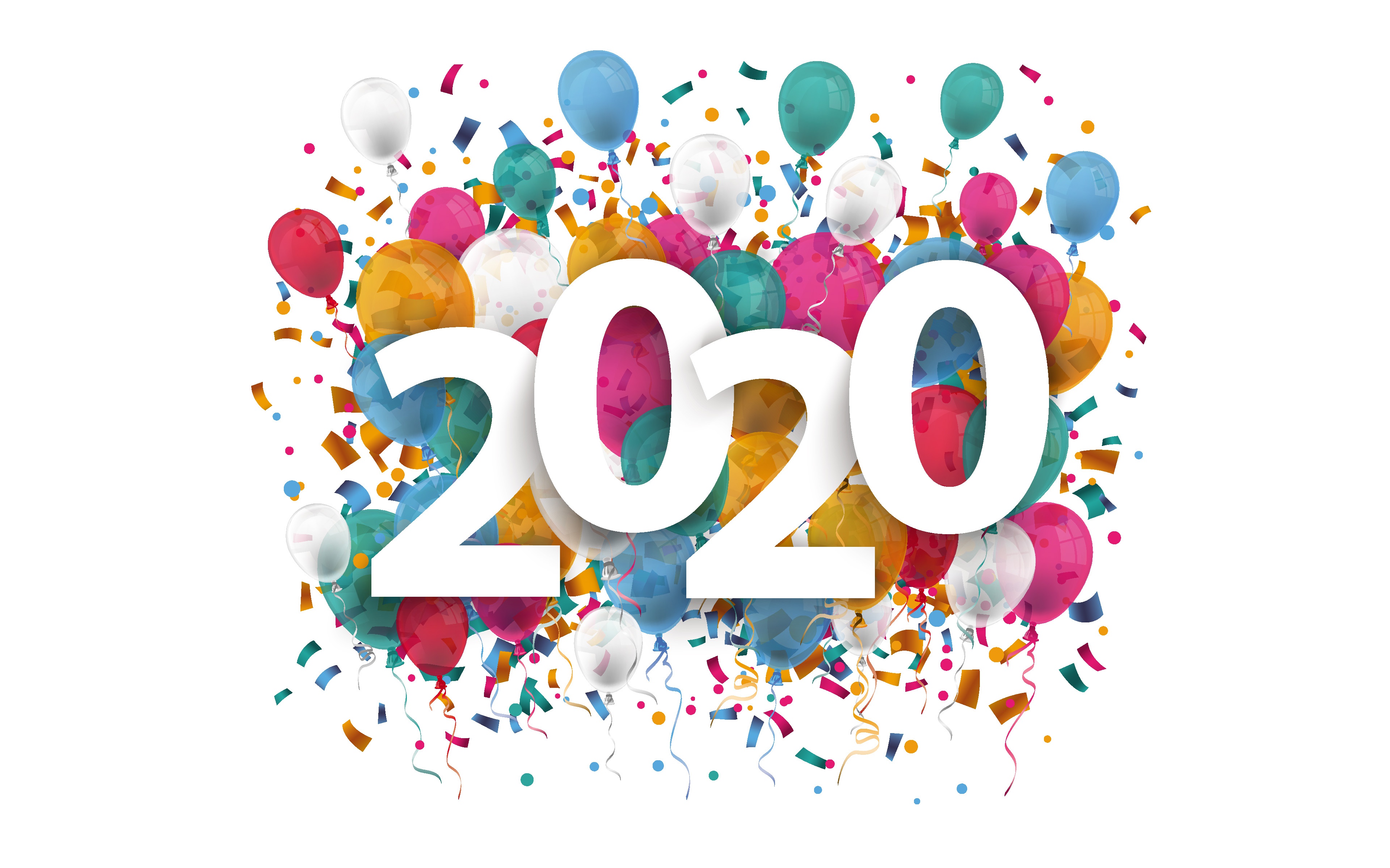 PCデスクトップに新年, バルーン, ホリデー, 2020年新年画像を無料でダウンロード
