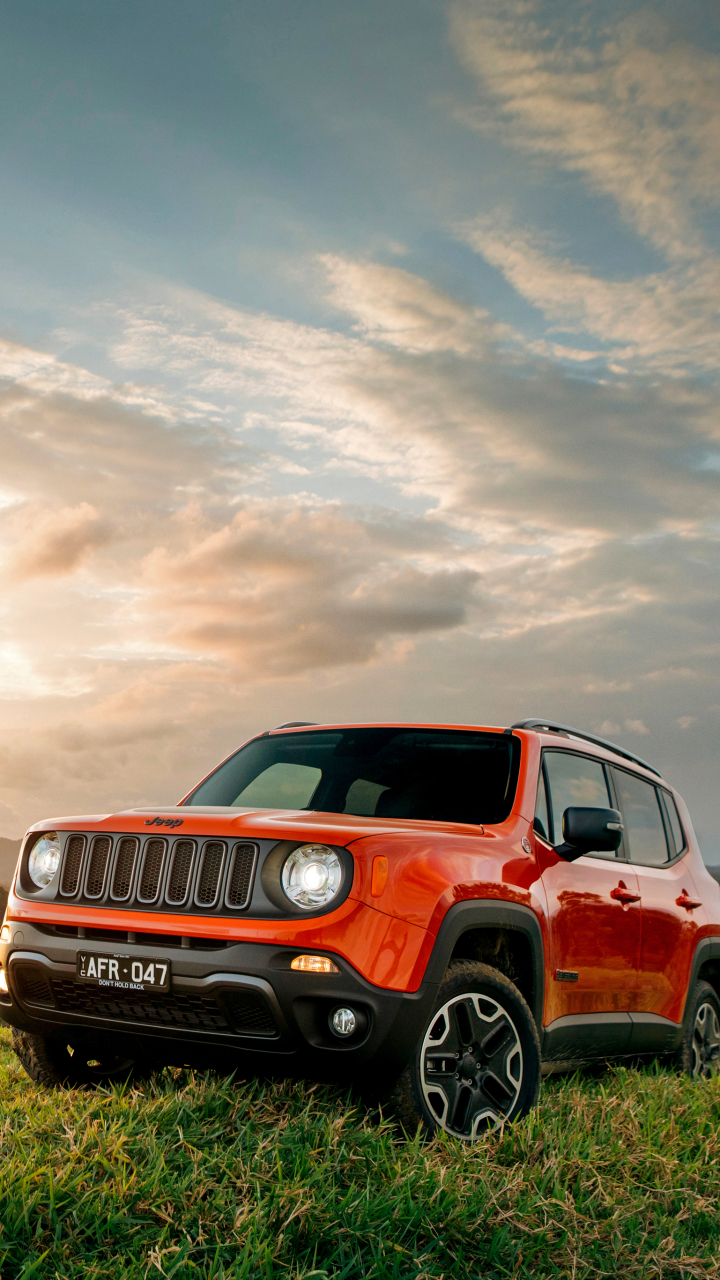 Download mobile wallpaper Car, Suv, Jeep, Jeep Renegade, Vehicle, Vehicles, Orange Car for free.