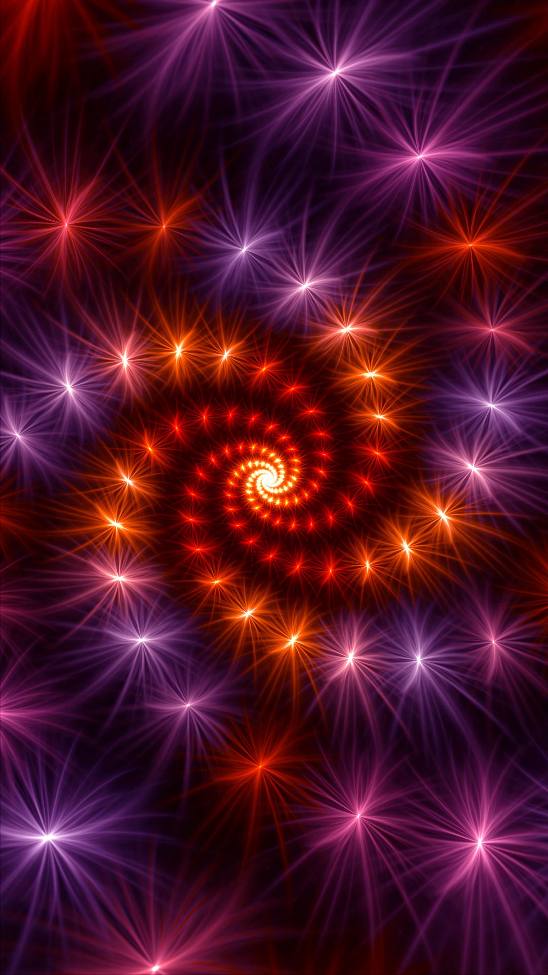 Download mobile wallpaper Fractal, Rotation, Spiral, Brilliance, Shine, Abstract for free.