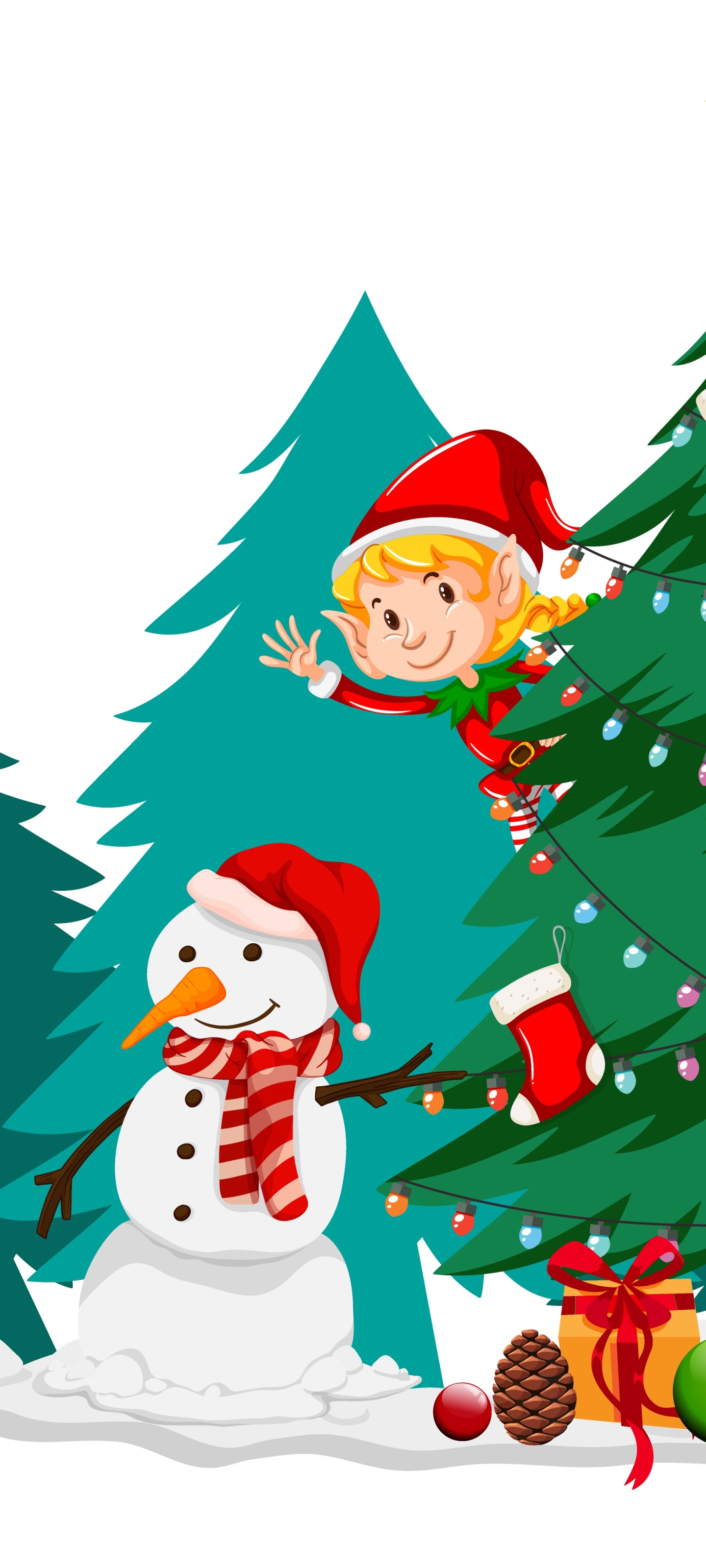 Téléchargez des papiers peints mobile Noël, Vacances, Bonhomme De Neige, Elfe gratuitement.