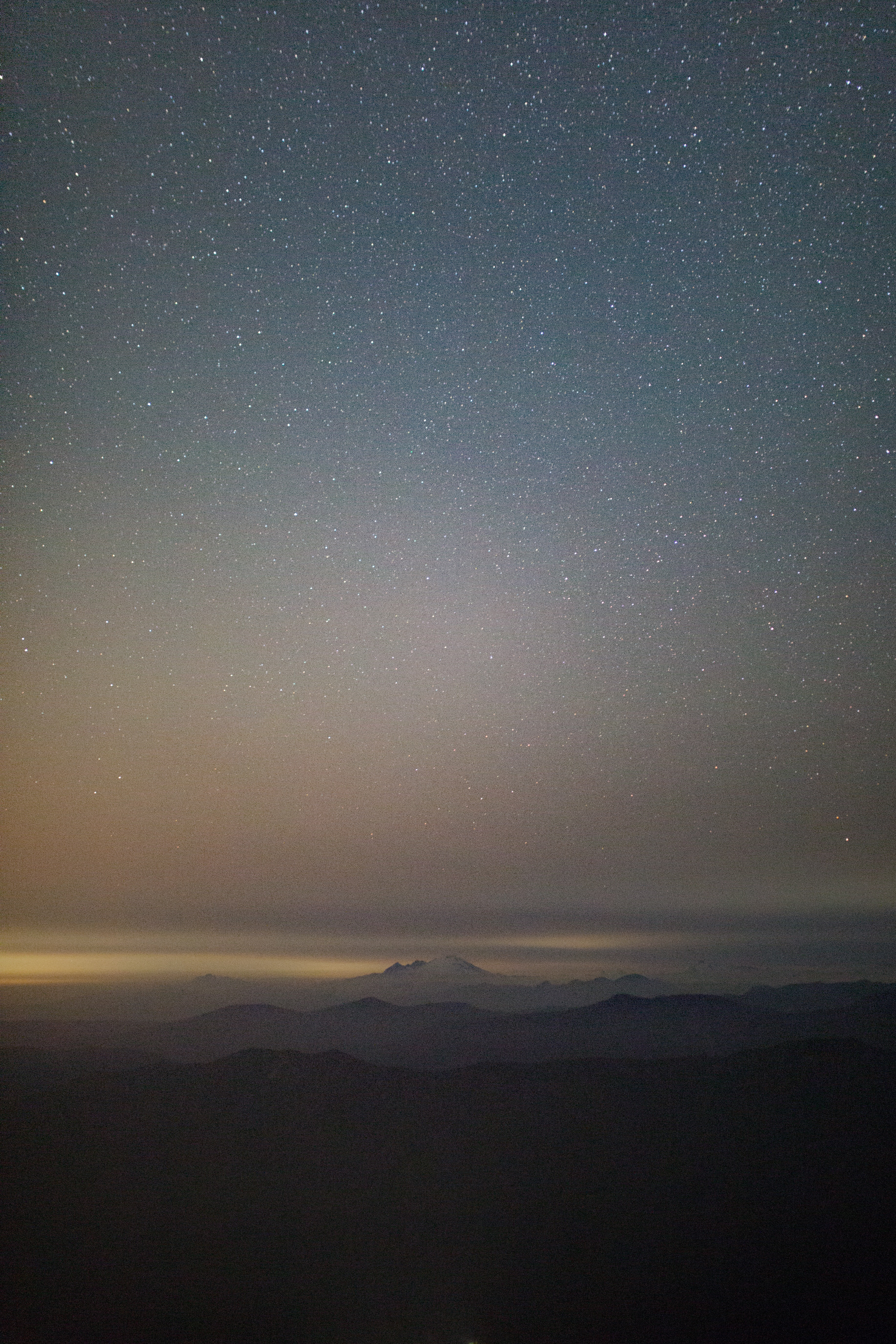 無料モバイル壁紙自然, 上から見る, 霧, 山脈, ナイト, 星空をダウンロードします。