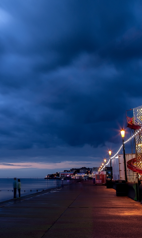 Download mobile wallpaper Sky, Night, Love, Light, Pier, Cloud, Photography, Romantic for free.