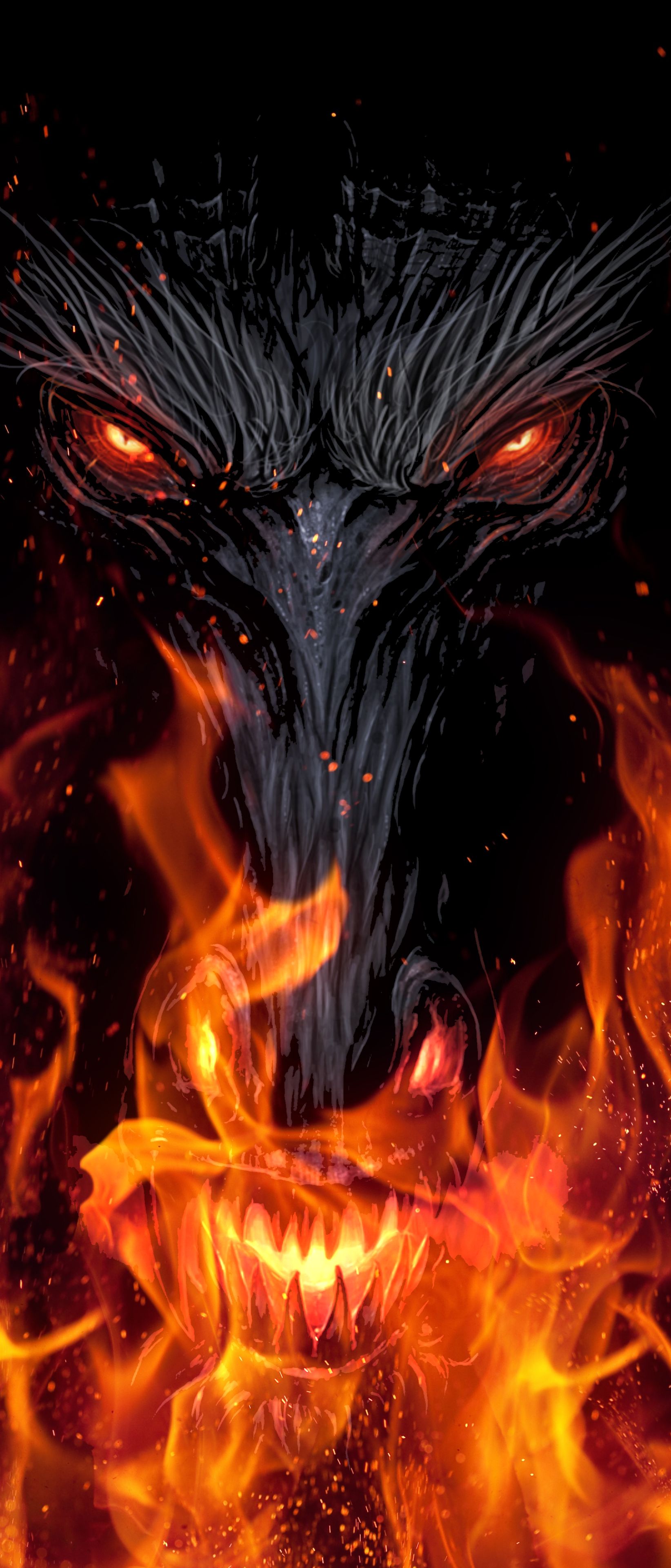 Download mobile wallpaper Dark, Flame, Demon for free.
