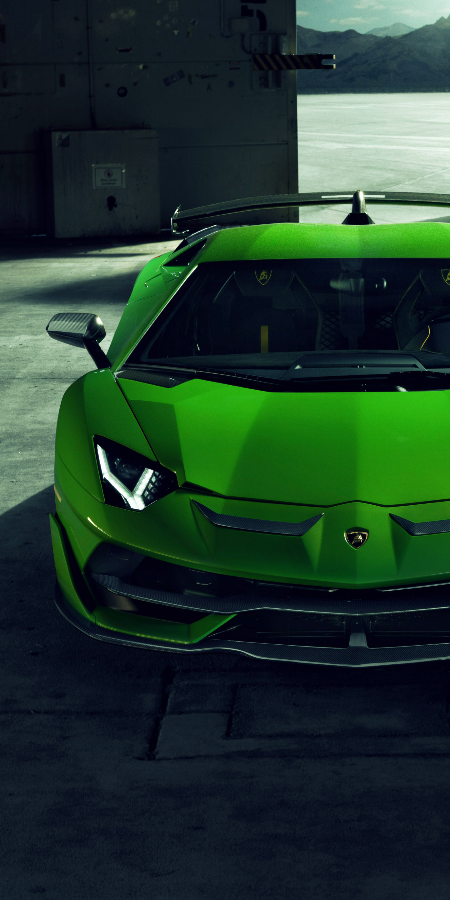 Download mobile wallpaper Lamborghini, Car, Supercar, Lamborghini Aventador, Vehicles, Green Car, Lamborghini Aventador Svj for free.