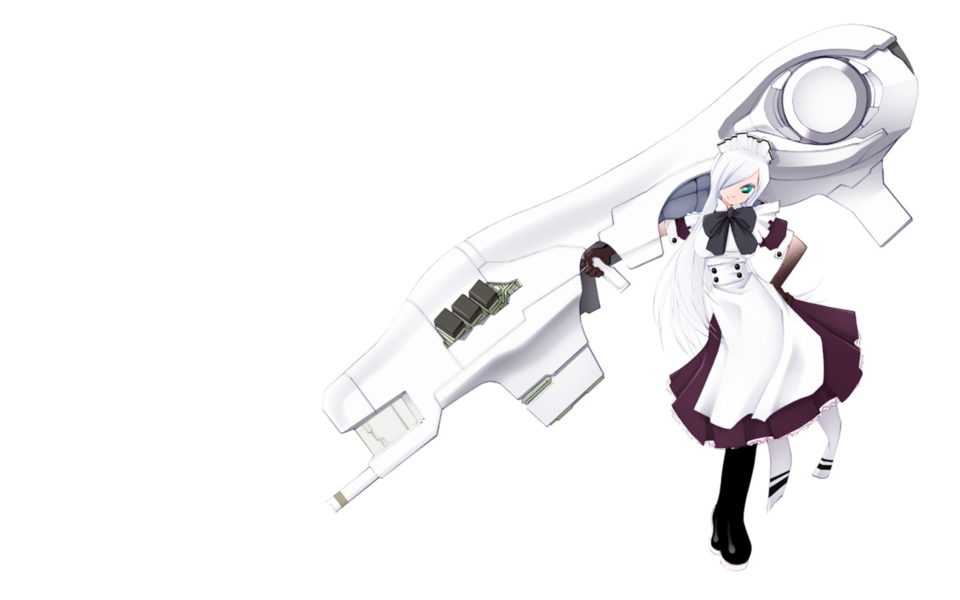 Download mobile wallpaper Anime, Girl, Technology, Gun for free.