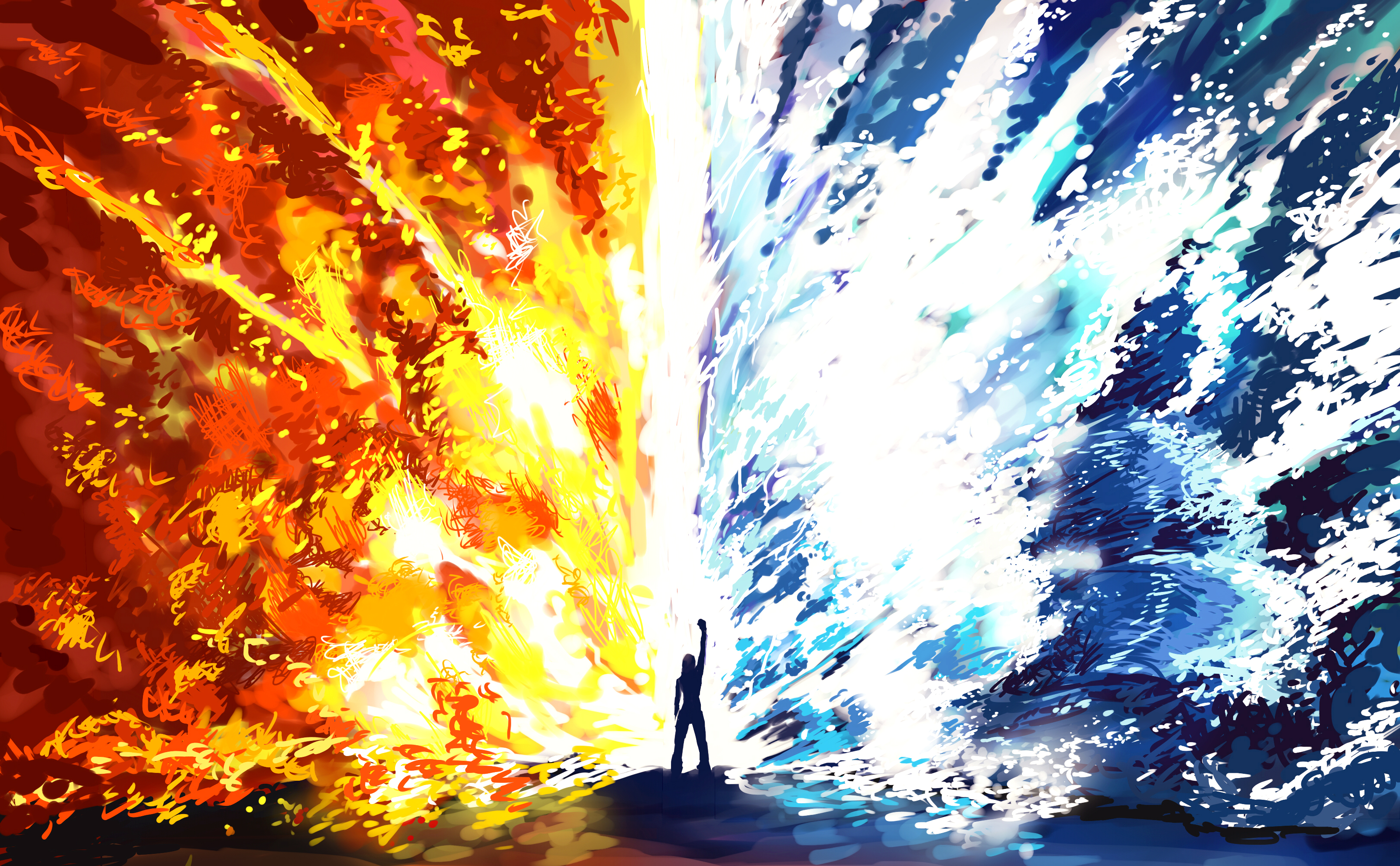 Download mobile wallpaper Magic, Water, Fantasy, Fire, Women, Elemental for free.