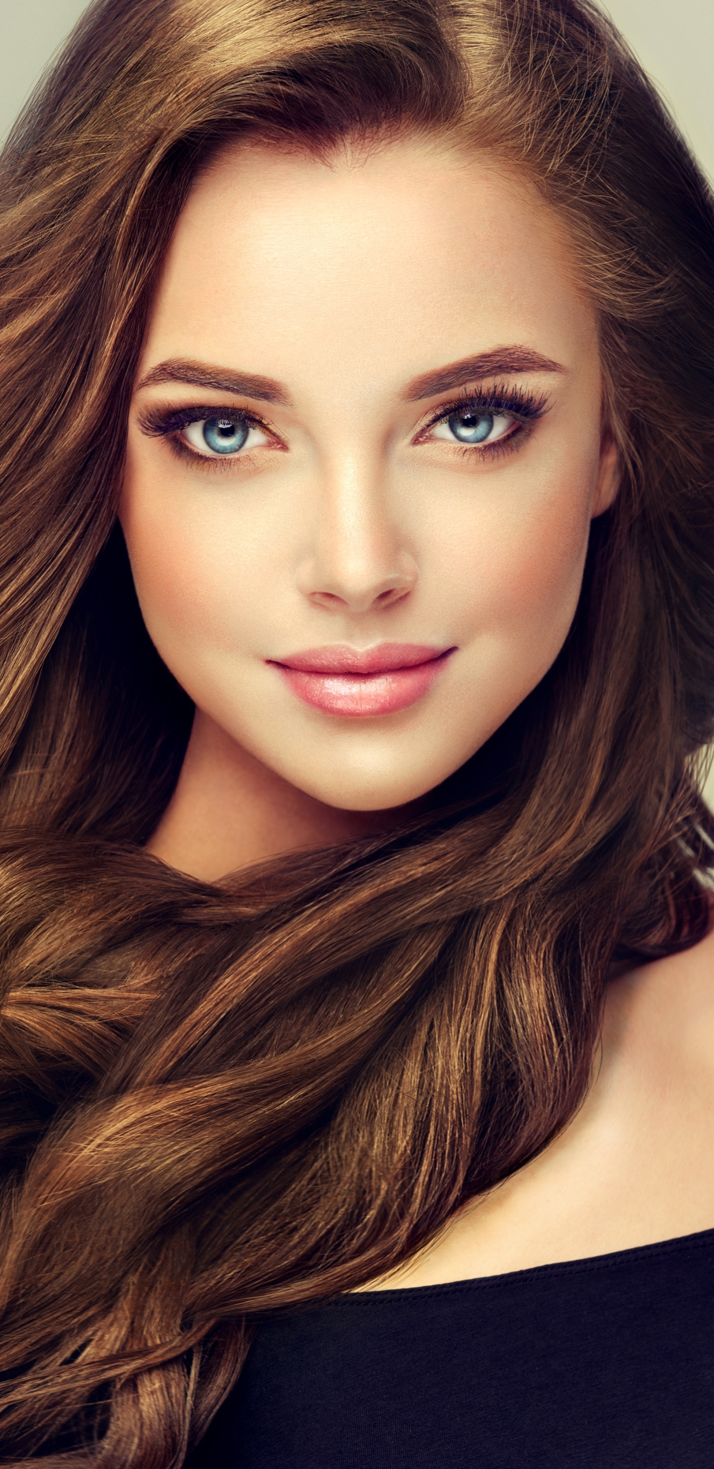 Download mobile wallpaper Face, Brunette, Model, Women, Blue Eyes for free.