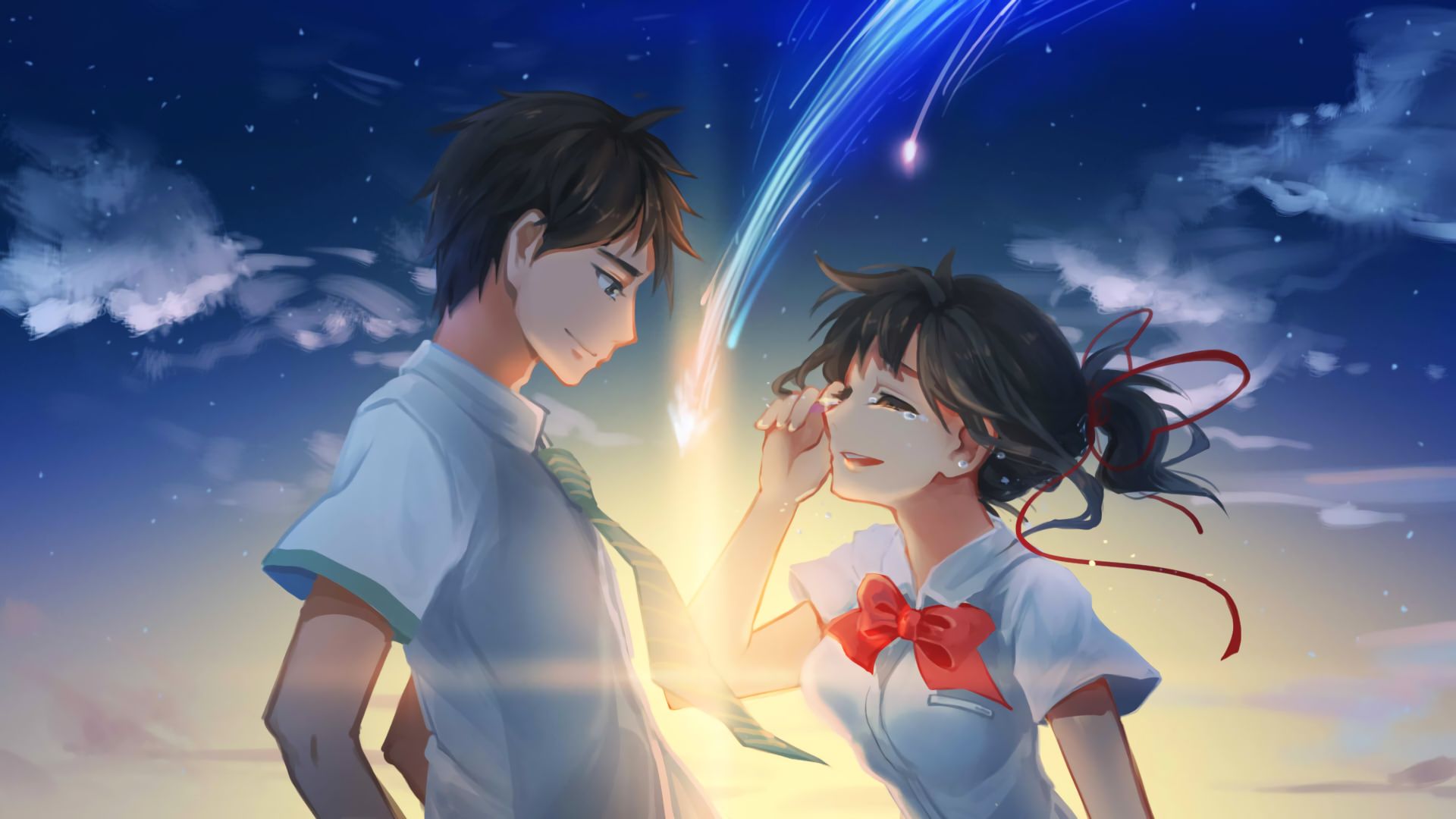 Download mobile wallpaper Anime, Your Name, Kimi No Na Wa, Mitsuha Miyamizu, Taki Tachibana for free.