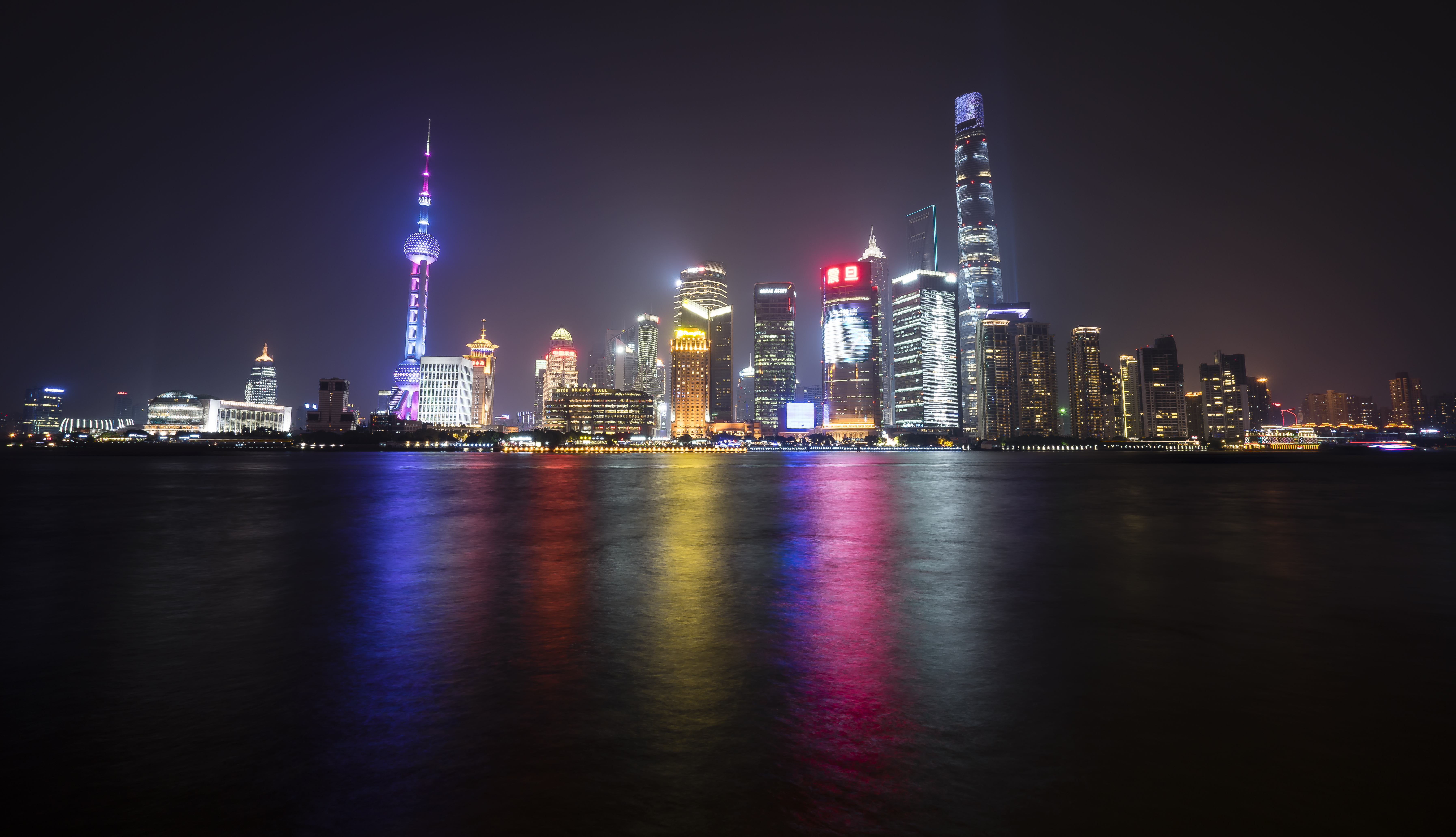 Скачать обои бесплатно Города, Ночь, Шанхай, Сделано Человеком, Кита́й, Башня «Восточная Жемчужина» картинка на рабочий стол ПК