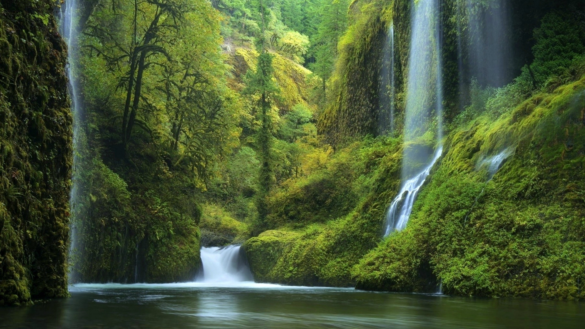 Скачать обои бесплатно Природа, Водопады, Водопад, Зелень, Земля/природа картинка на рабочий стол ПК