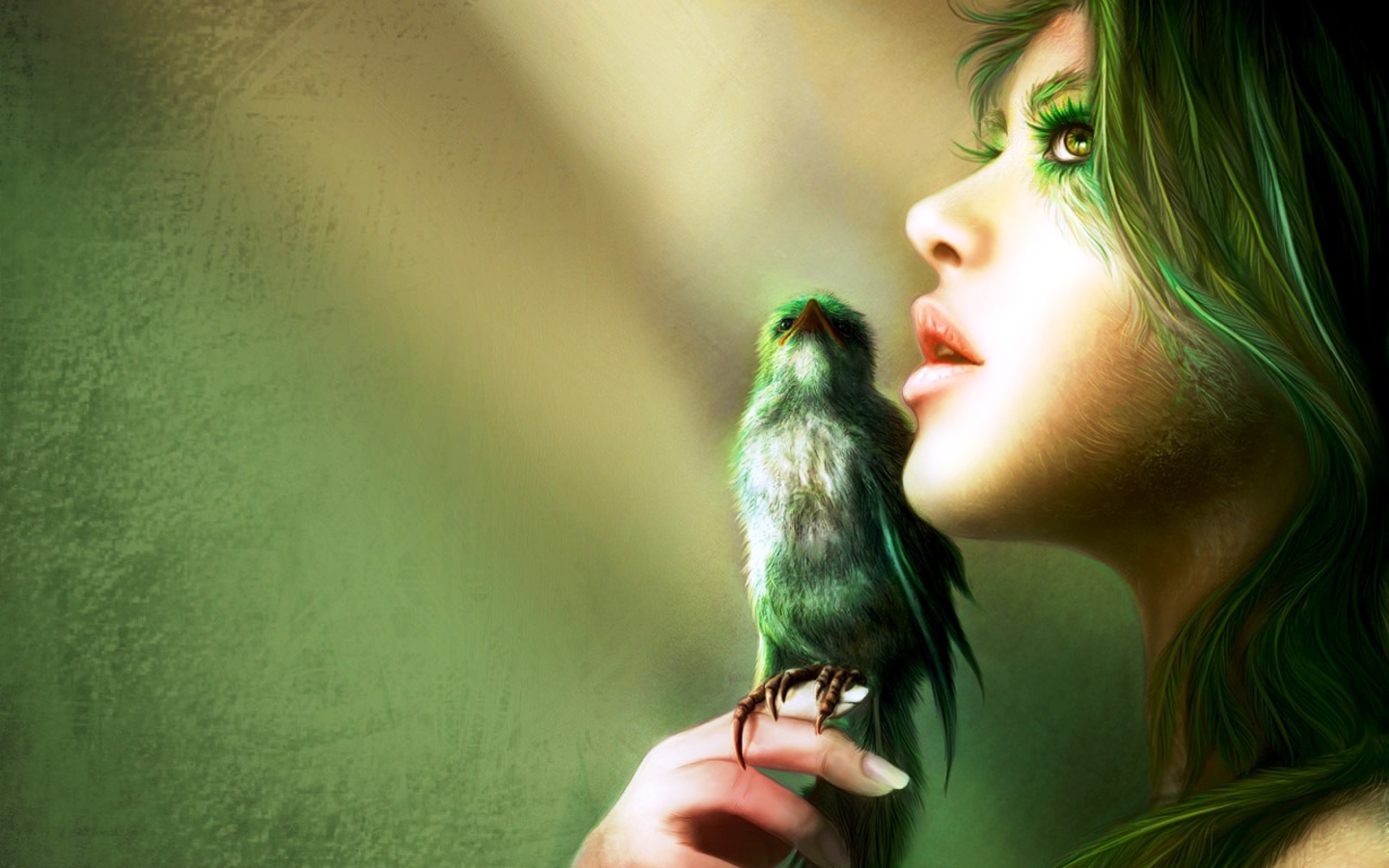 Free download wallpaper Fantasy, Bird, Women on your PC desktop