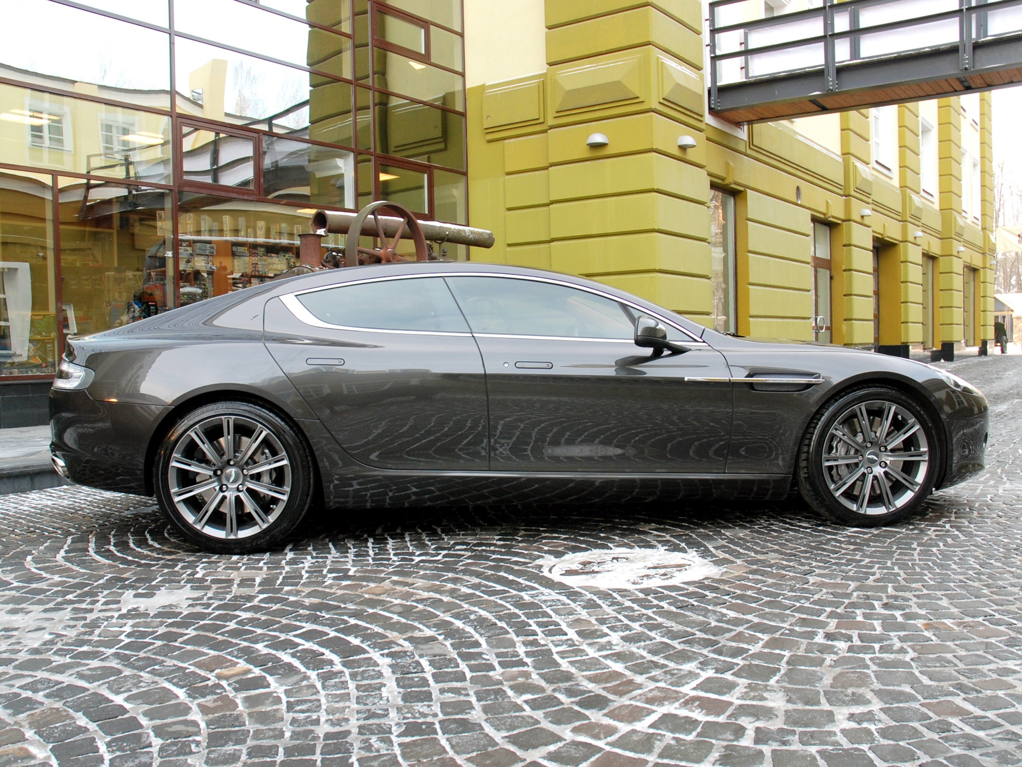 aston martin, cars, building, grey, side view, 2011, rapide Smartphone Background