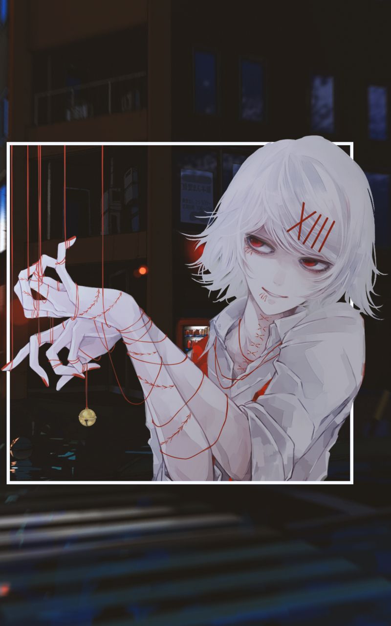 anime, tokyo ghoul, juuzou suzuya, white hair, picture in picture High Definition image