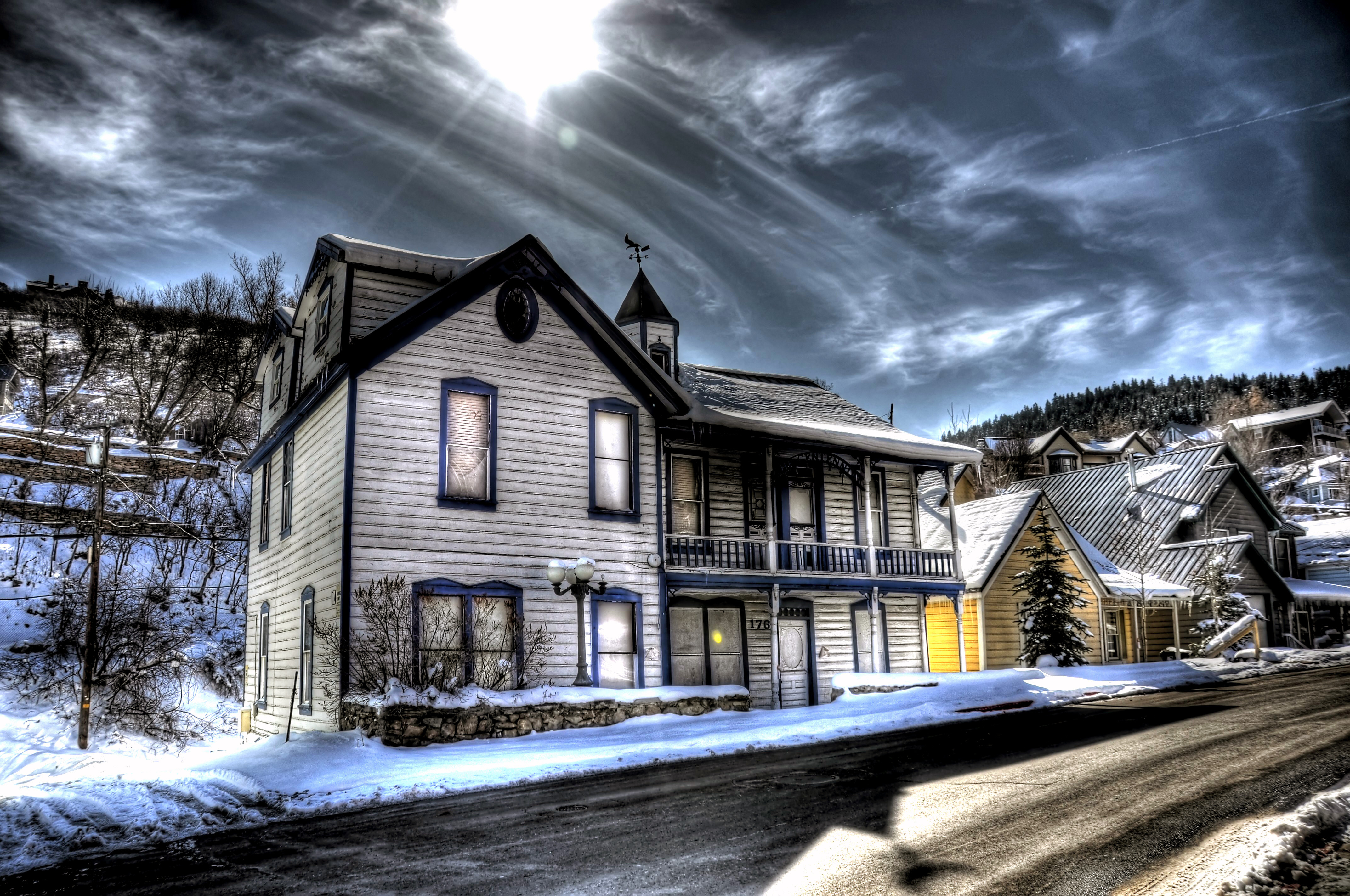 Free download wallpaper Winter, Snow, Building, Hdr, Photography on your PC desktop