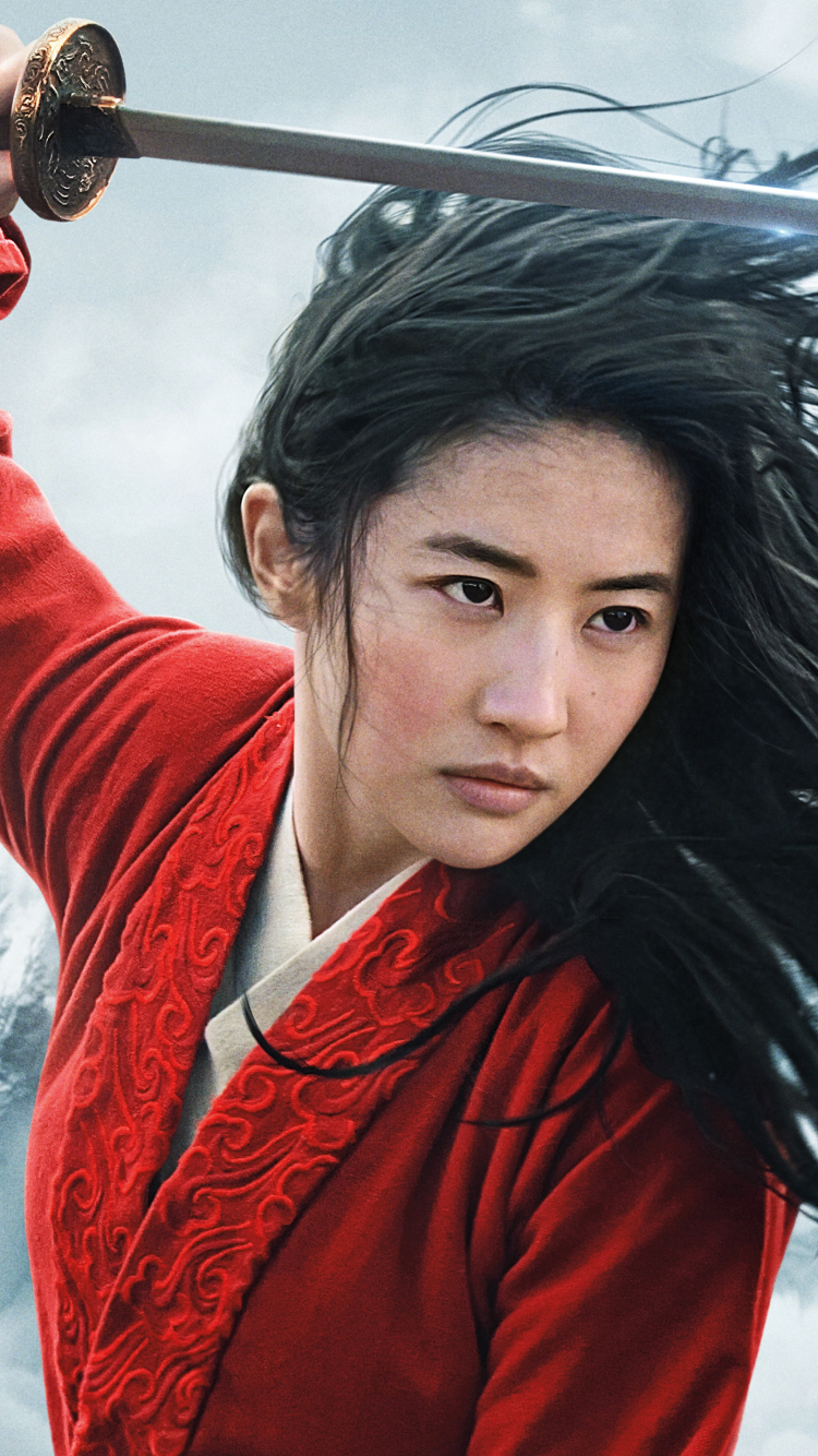 Download mobile wallpaper Chinese, Model, Sword, Movie, Black Hair, Actress, Liu Yifei, Mulan, Mulan (2020) for free.