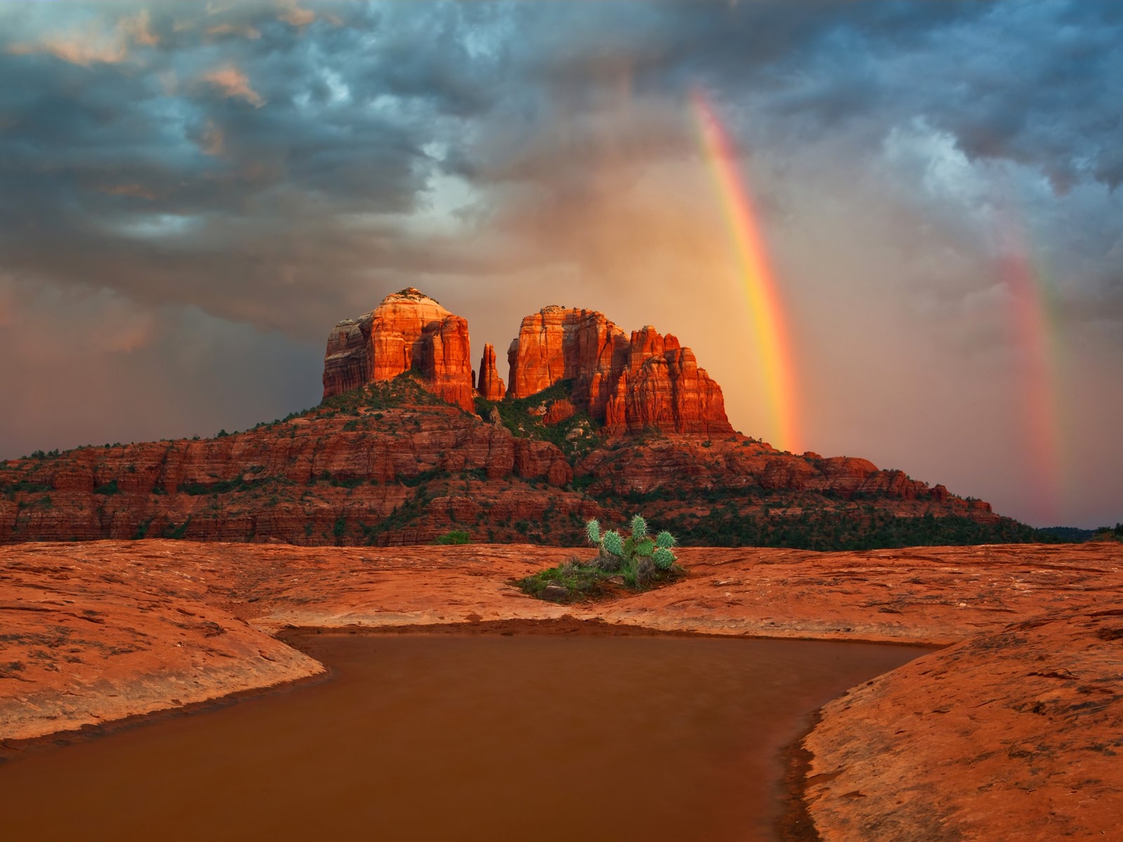 Free download wallpaper Sunset, Canyon, Desert, Rainbow, Earth on your PC desktop