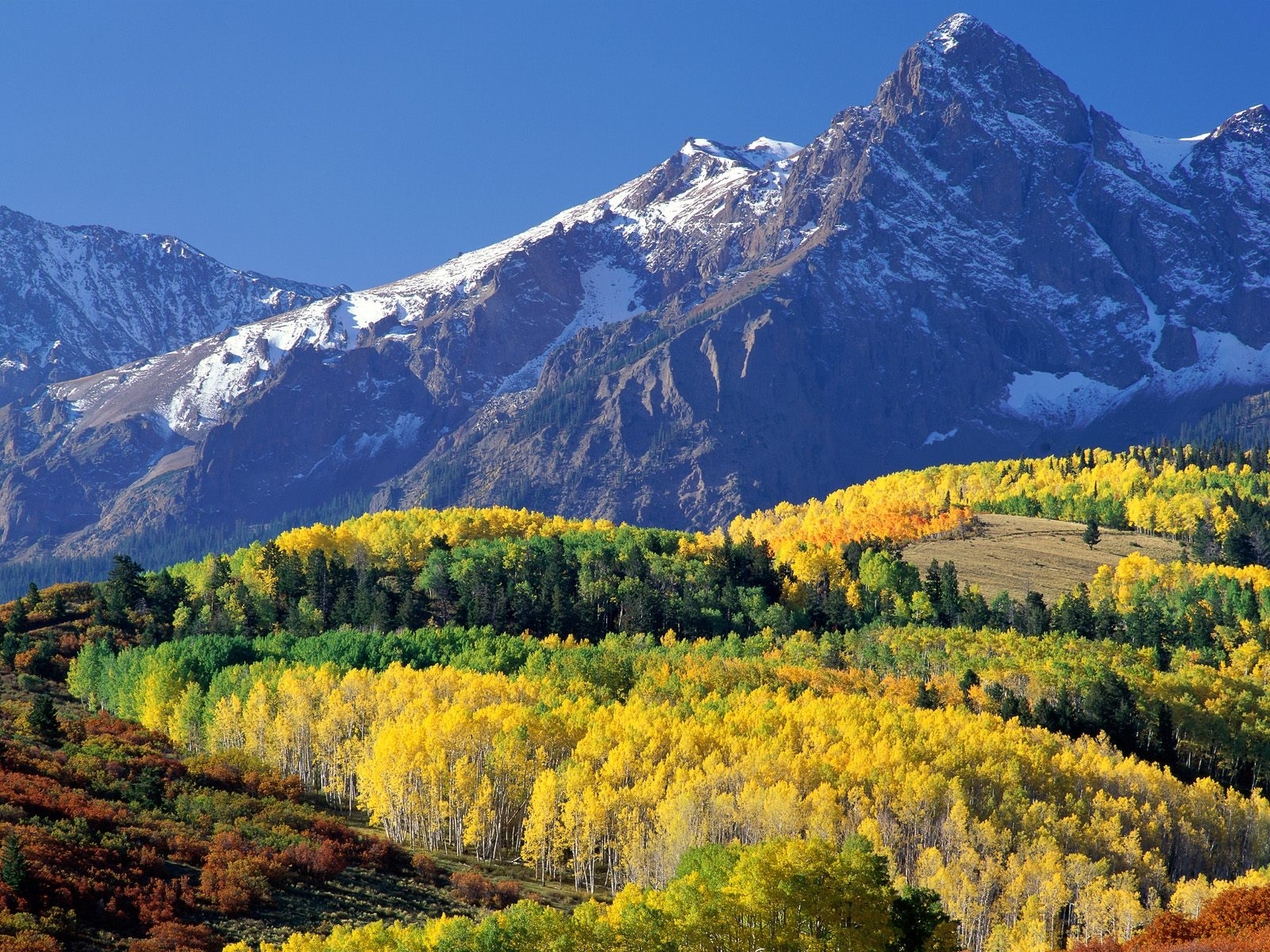 Скачать обои бесплатно Горы, Деревья, Пейзаж, Осень картинка на рабочий стол ПК
