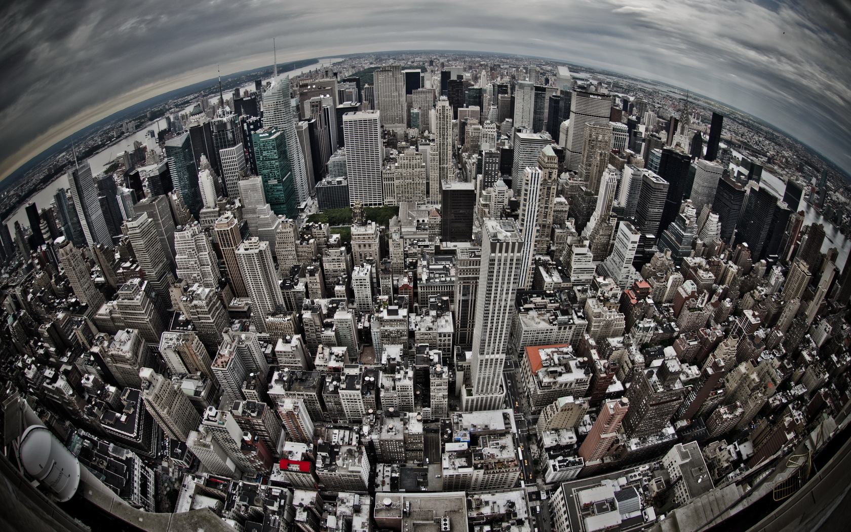 Handy-Wallpaper Fischauge, Luftbildfotografie, Manhattan, New York, Städte, Menschengemacht, Großstadt kostenlos herunterladen.
