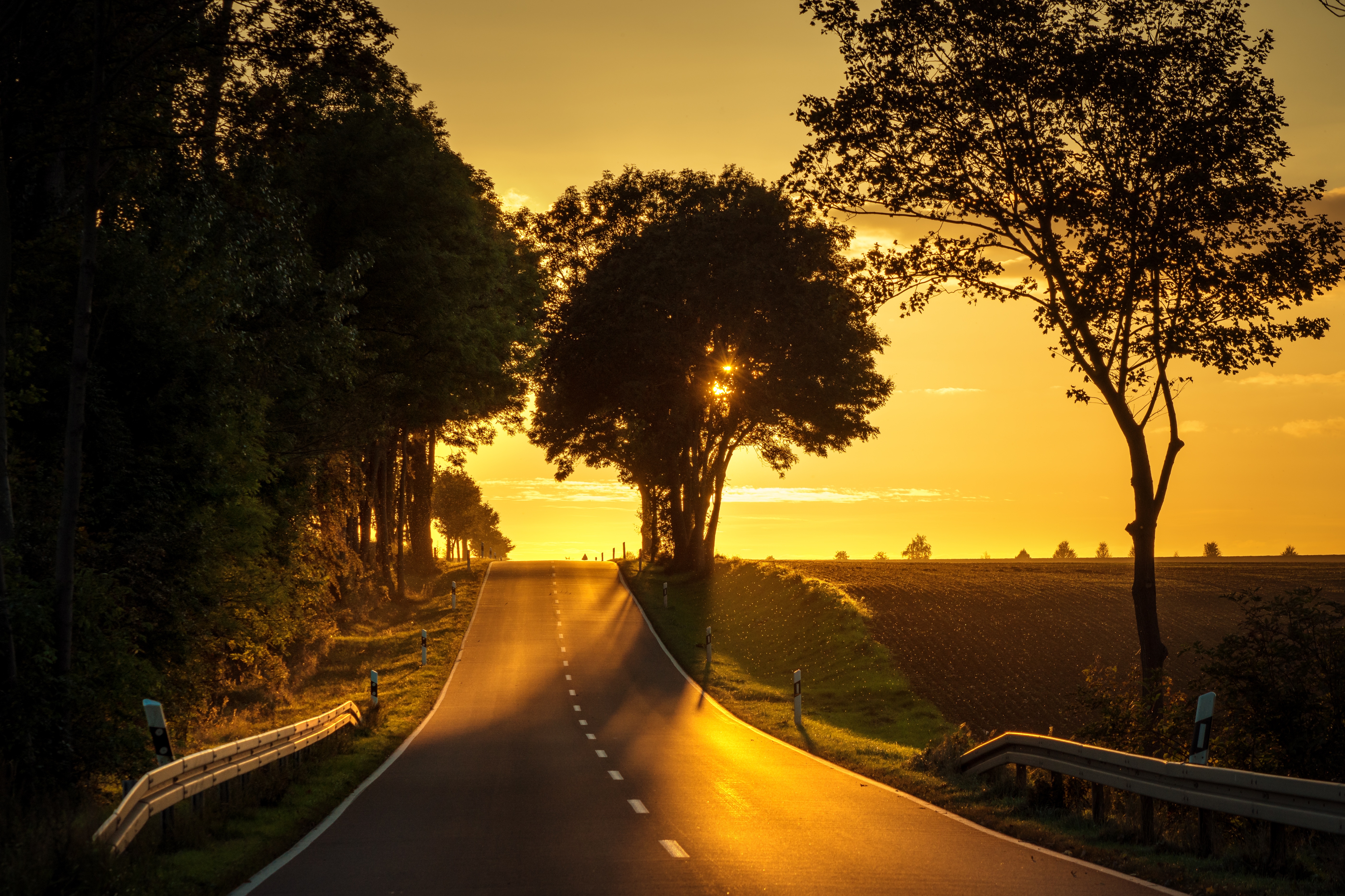 Free download wallpaper Nature, Trees, Road, Climb, Sunset, Lift on your PC desktop