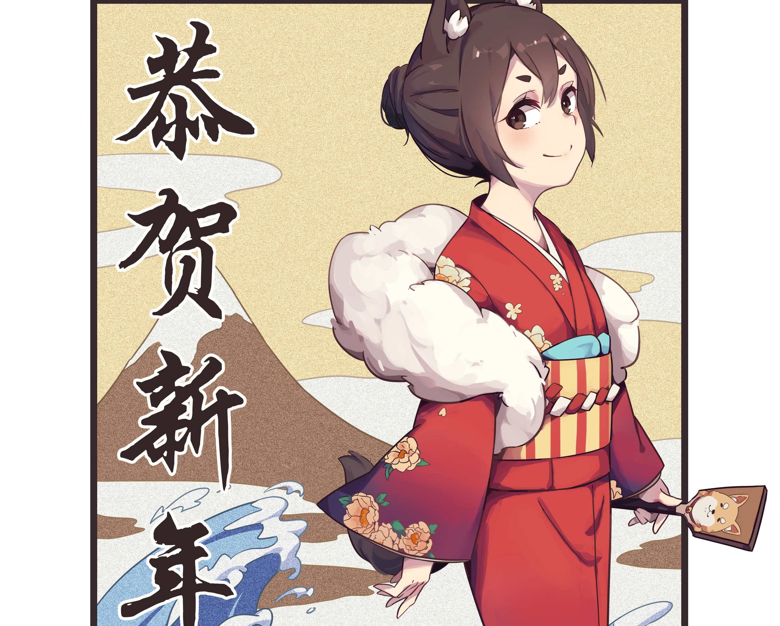 Download mobile wallpaper Anime, New Year, Kimono, Original, Festival, Cat Girl for free.
