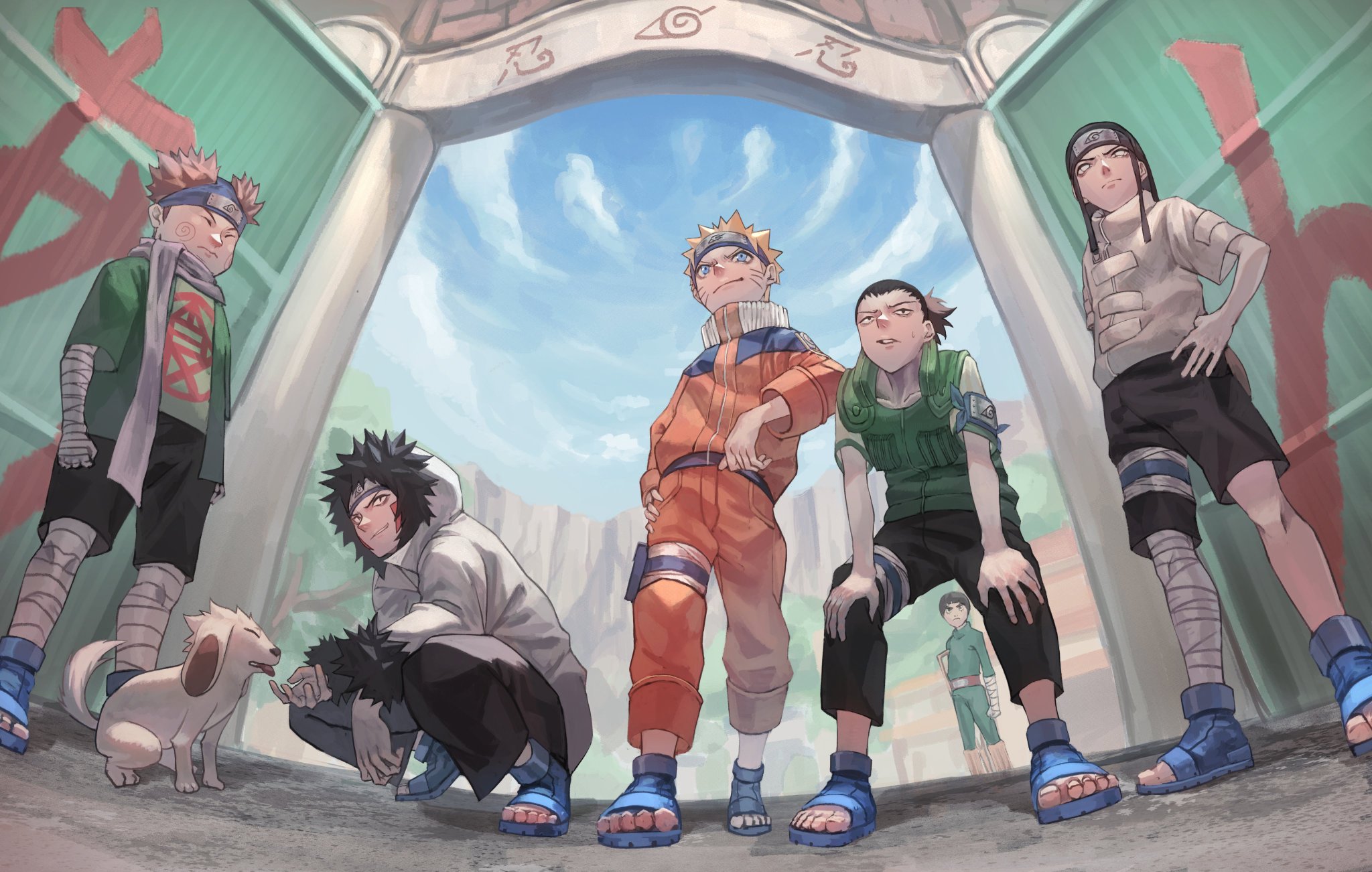 Descarga gratuita de fondo de pantalla para móvil de Naruto, Animado, Naruto Uzumaki, Roca Lee, Shikamaru Nara, Chōji Akimichi, Kiba Inuzuka, Neji Hyūga.