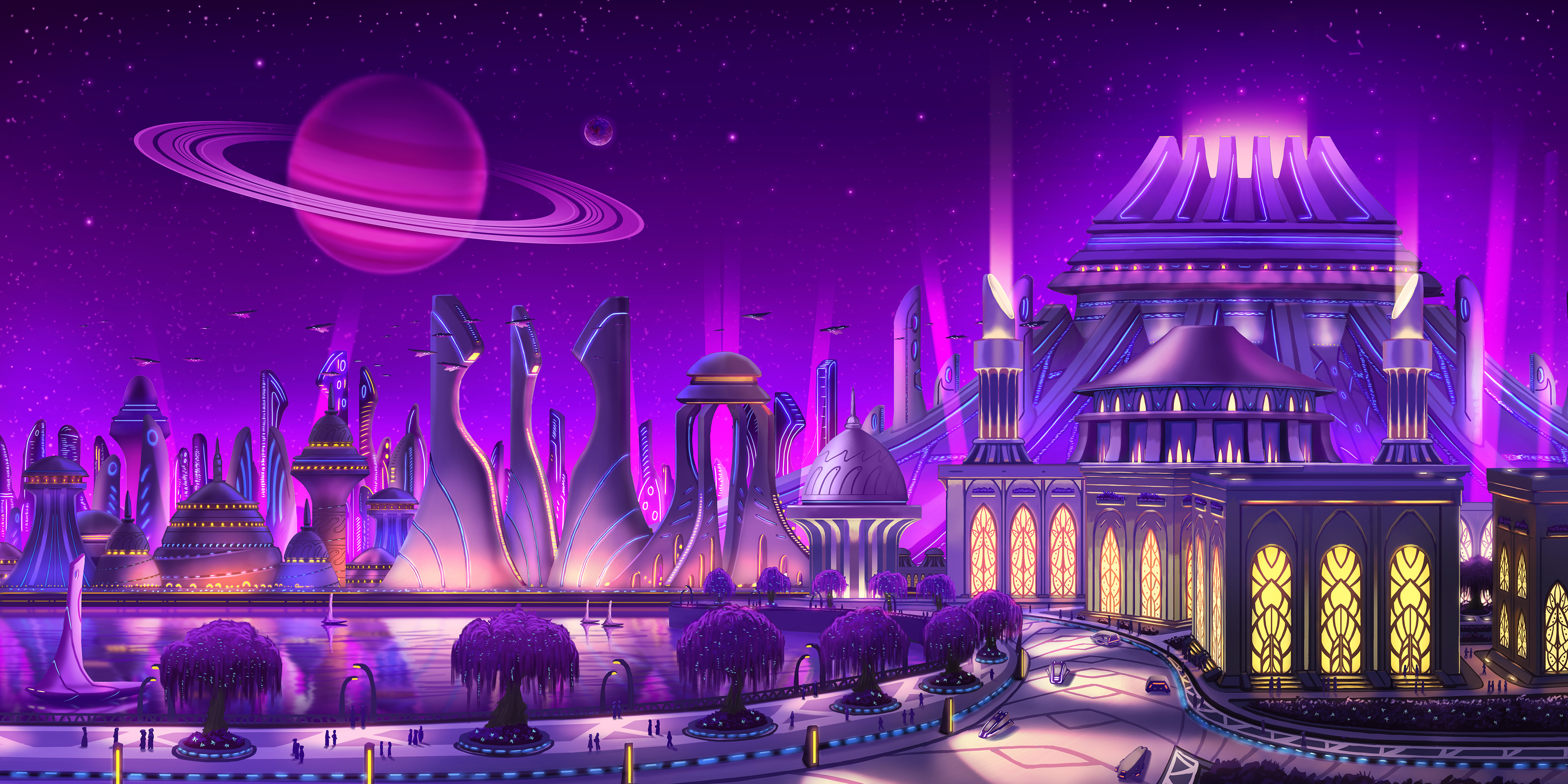 Free download wallpaper City, Planet, Temple, Sci Fi on your PC desktop