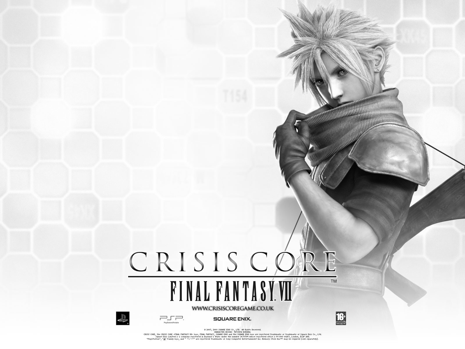 cloud strife, video game, crisis core: final fantasy vii, black & white, final fantasy