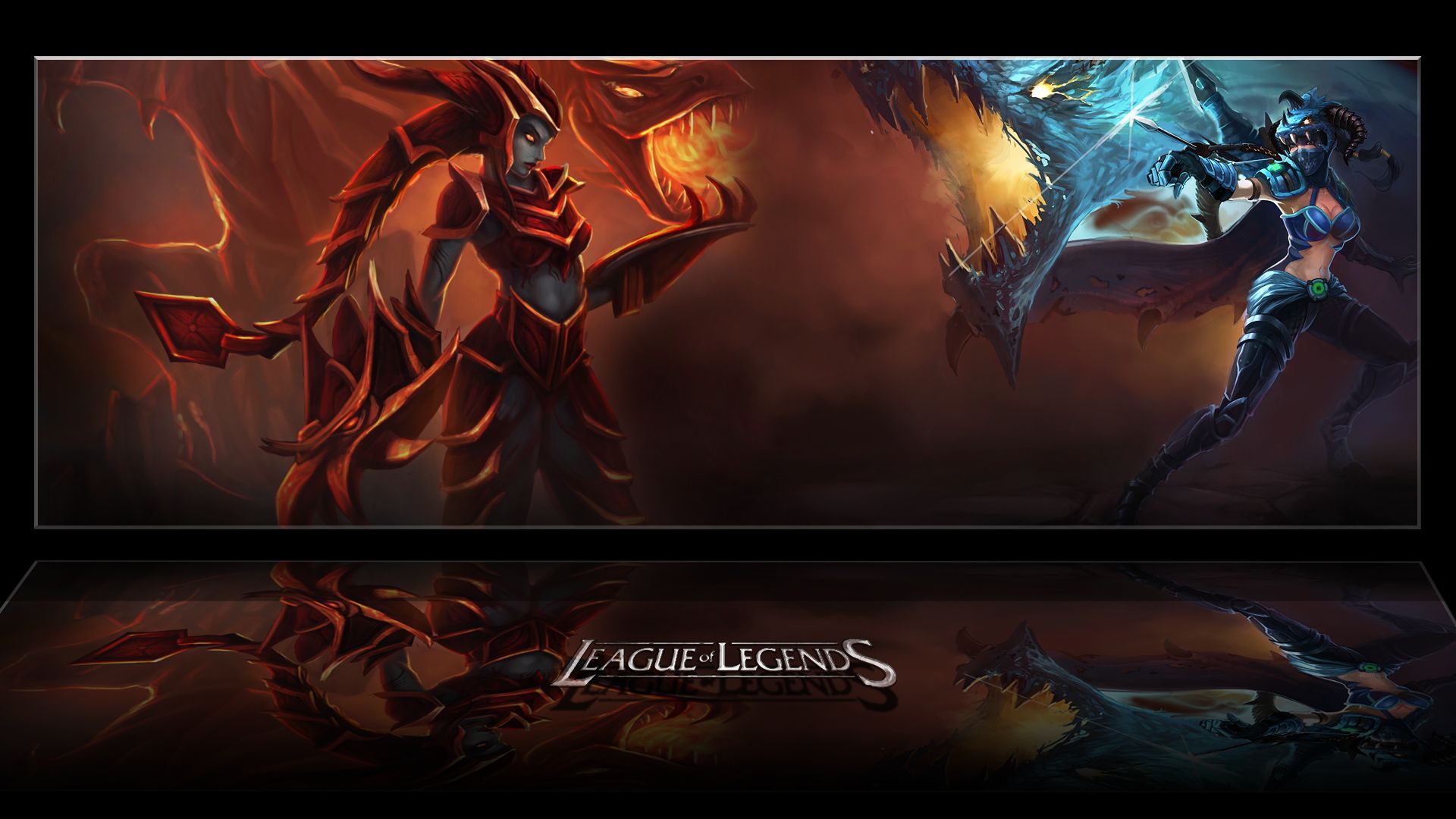 video game, league of legends, shyvana (league of legends), vayne (league of legends)