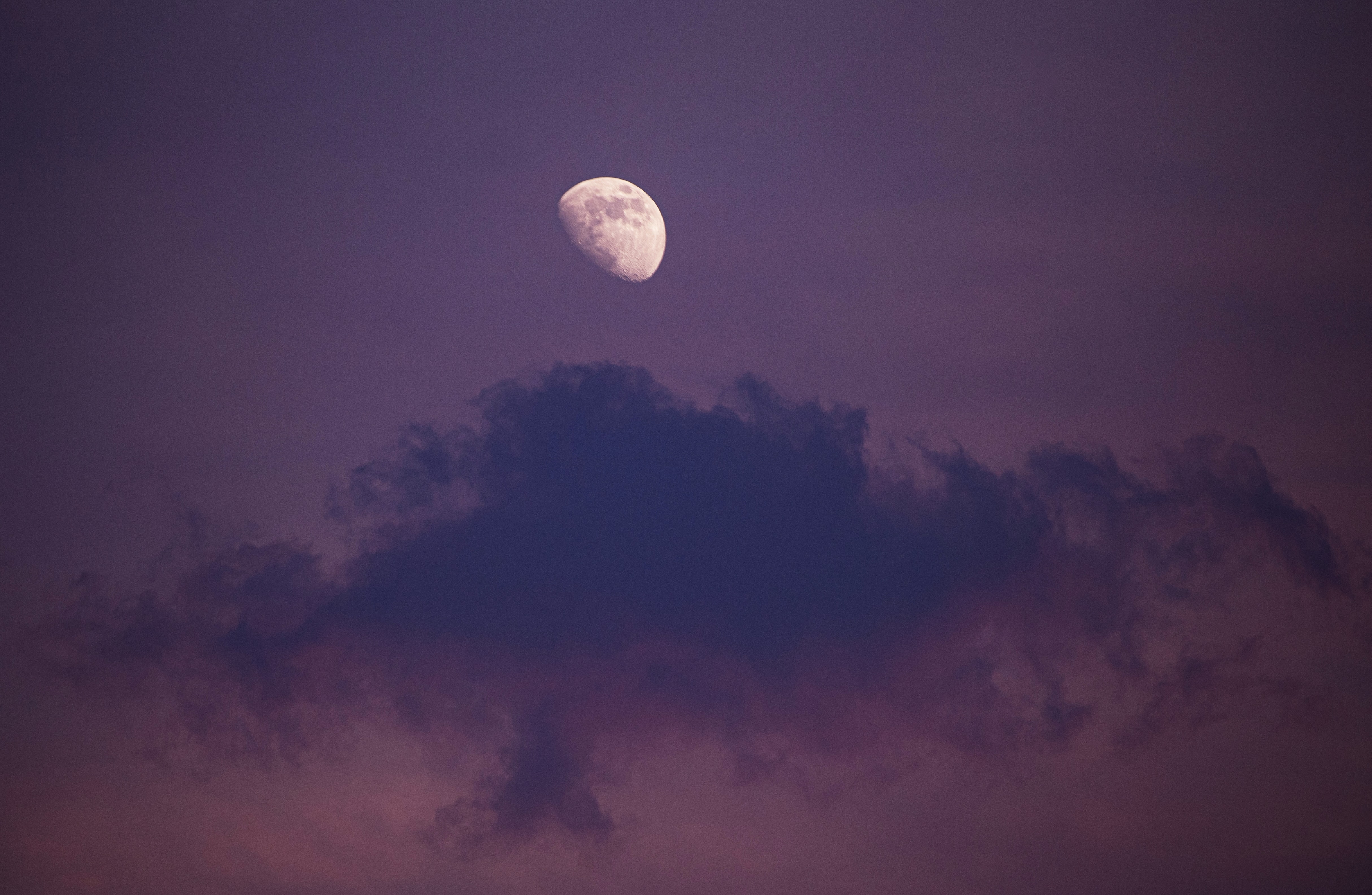 Download mobile wallpaper Clouds, Sky, Violet, Nature, Moon, Purple for free.