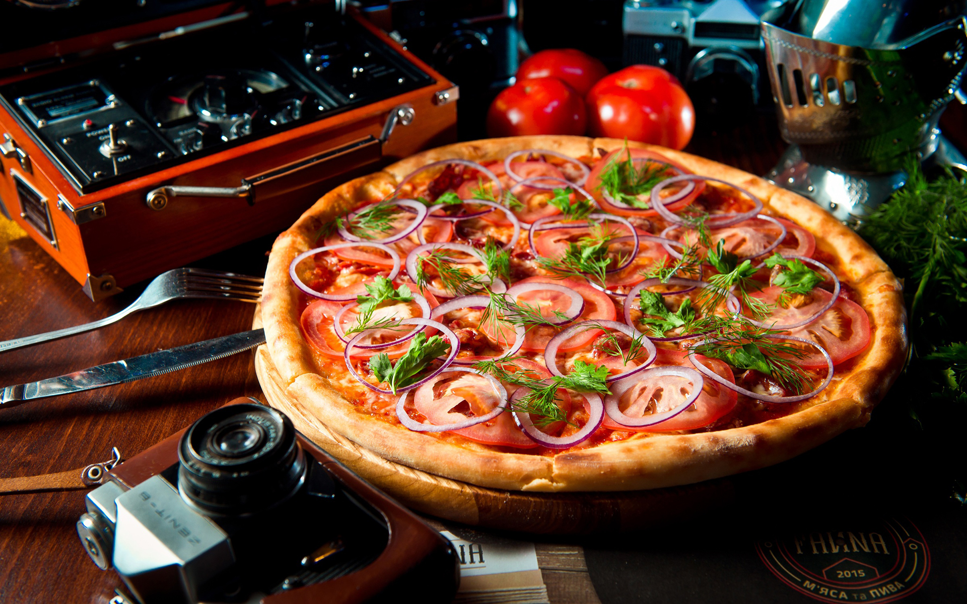 Descarga gratuita de fondo de pantalla para móvil de Pizza, Tomate, Cebolla, Alimento.