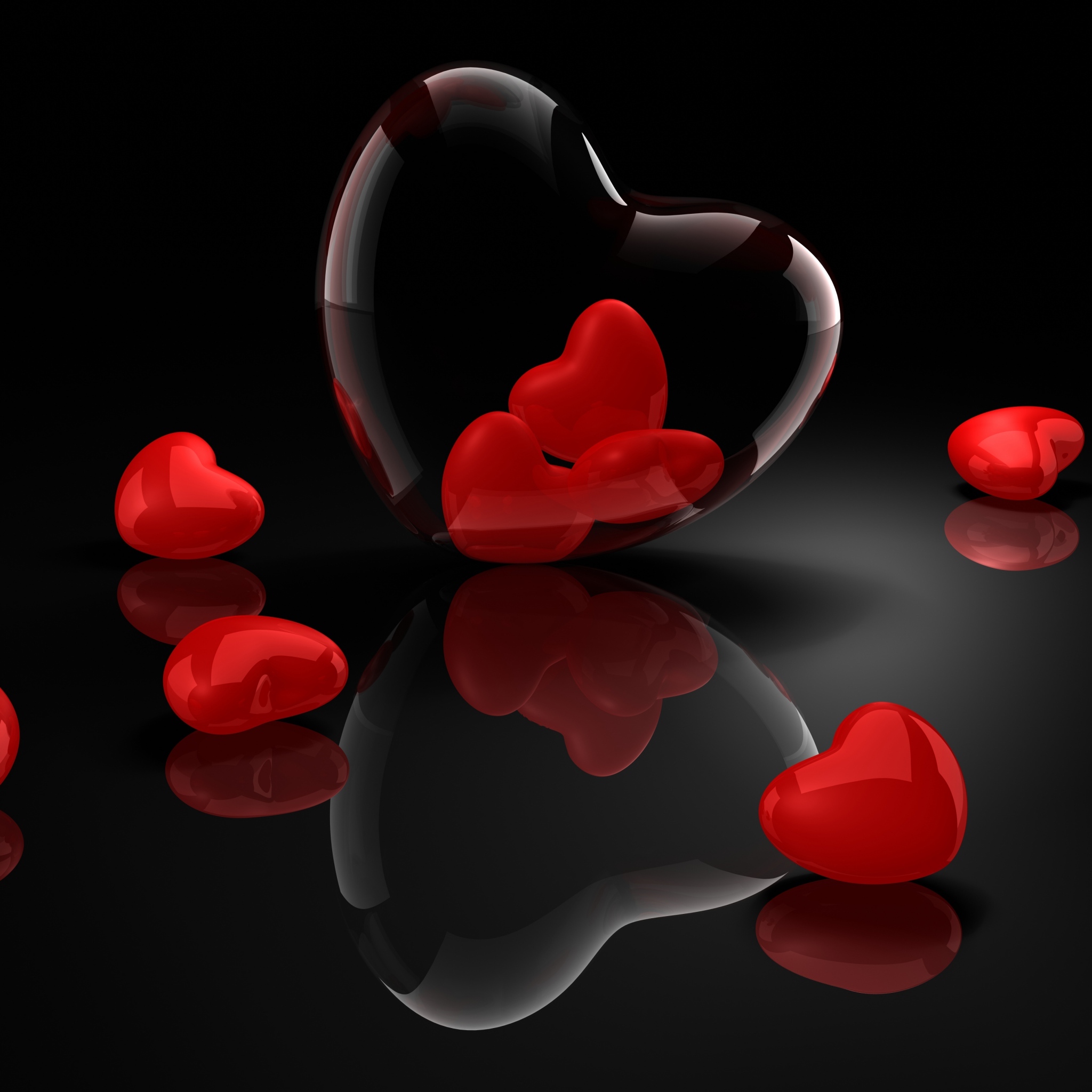 hearts, background, love, black
