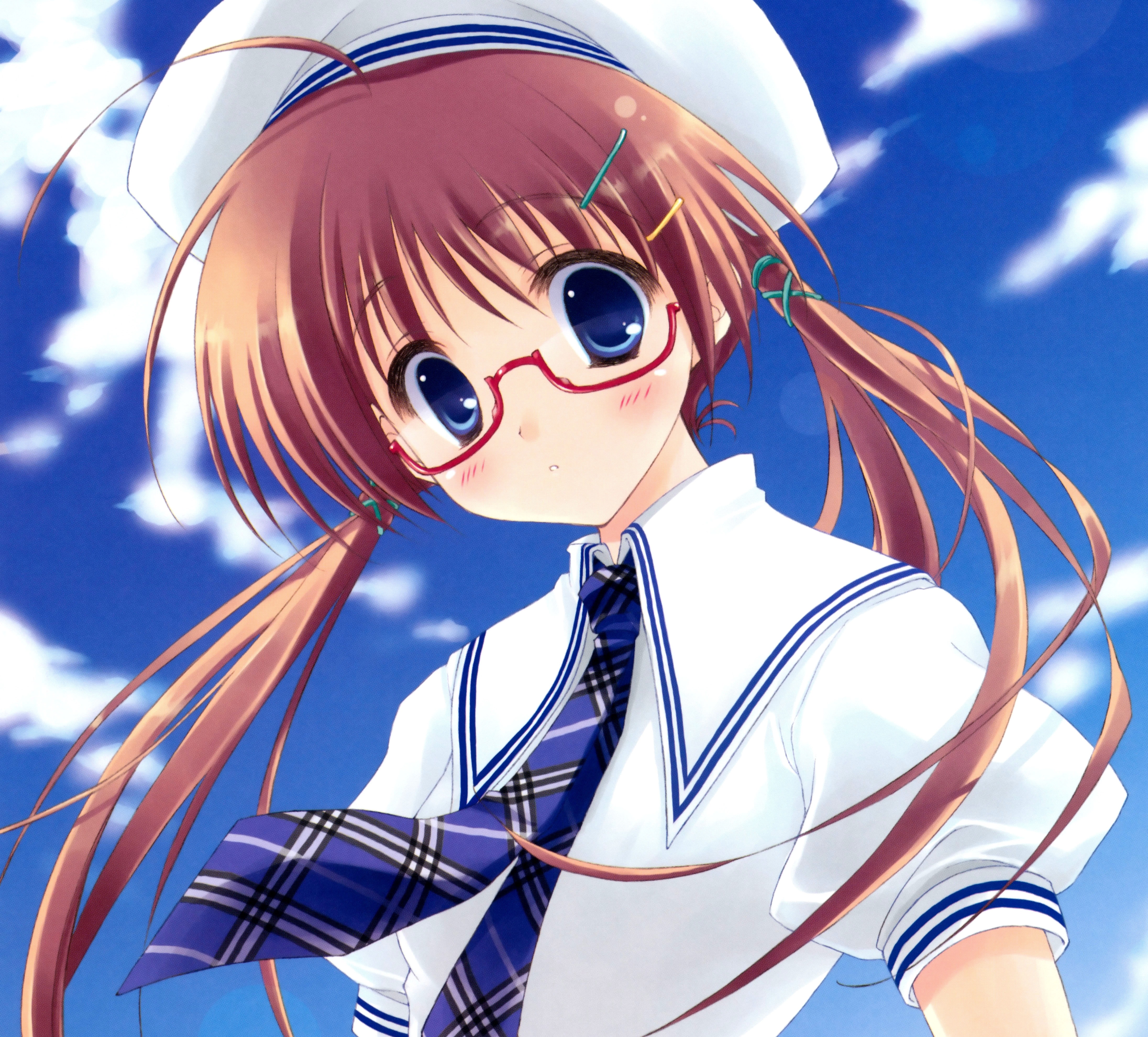 Download mobile wallpaper Anime, Glasses, Schoolgirl, Original, Twinitails for free.