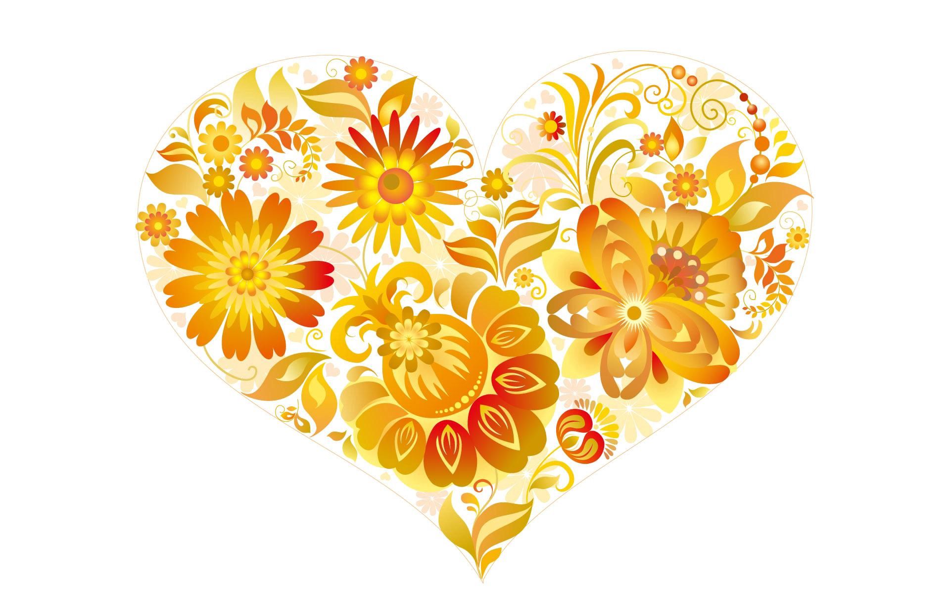 Free download wallpaper Heart, Flowers, Patterns, Vector on your PC desktop
