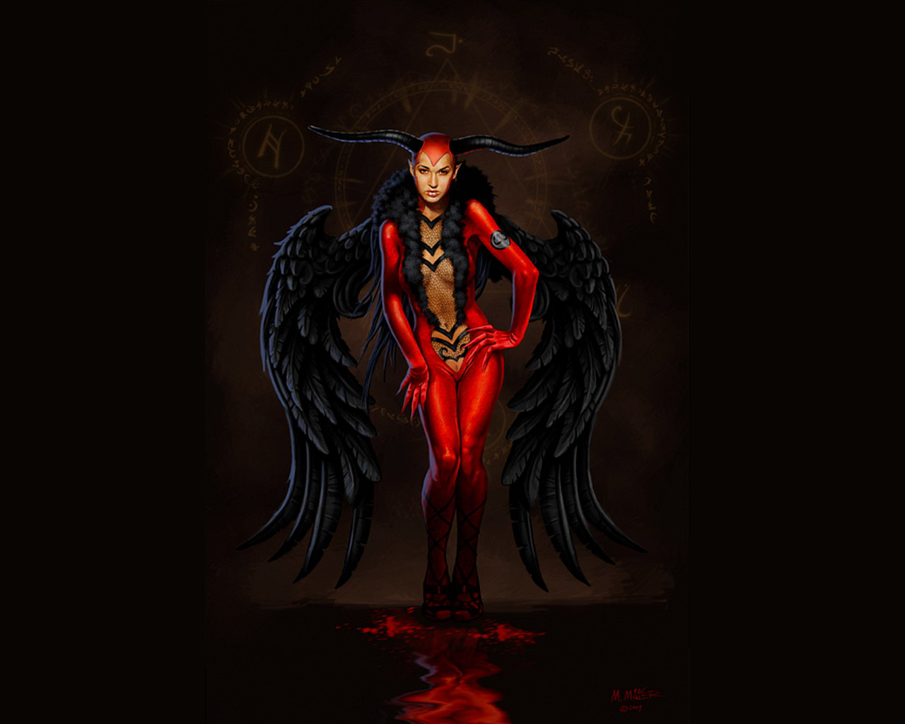 dark, evil, demon, horns, wings HD wallpaper