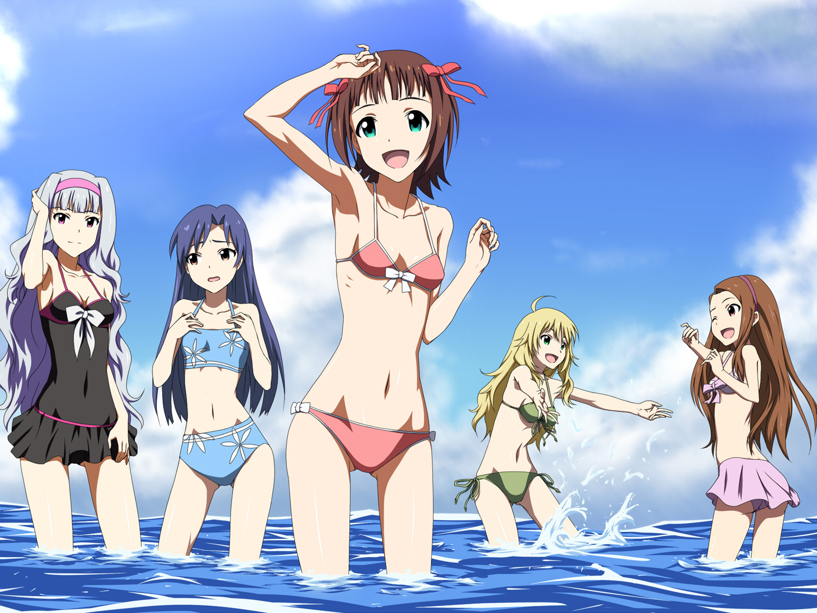 Laden Sie das Animes, Chihaya Kisaragi, Iori Minase, The Idolm@ster, Haruka Amami, Takane Shijou, Miki Hoshii-Bild kostenlos auf Ihren PC-Desktop herunter