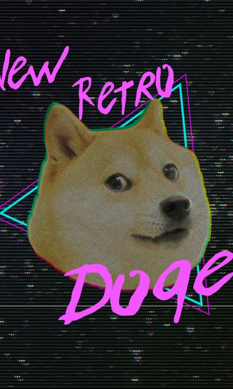 meme, artistic, retro wave, dog, doge