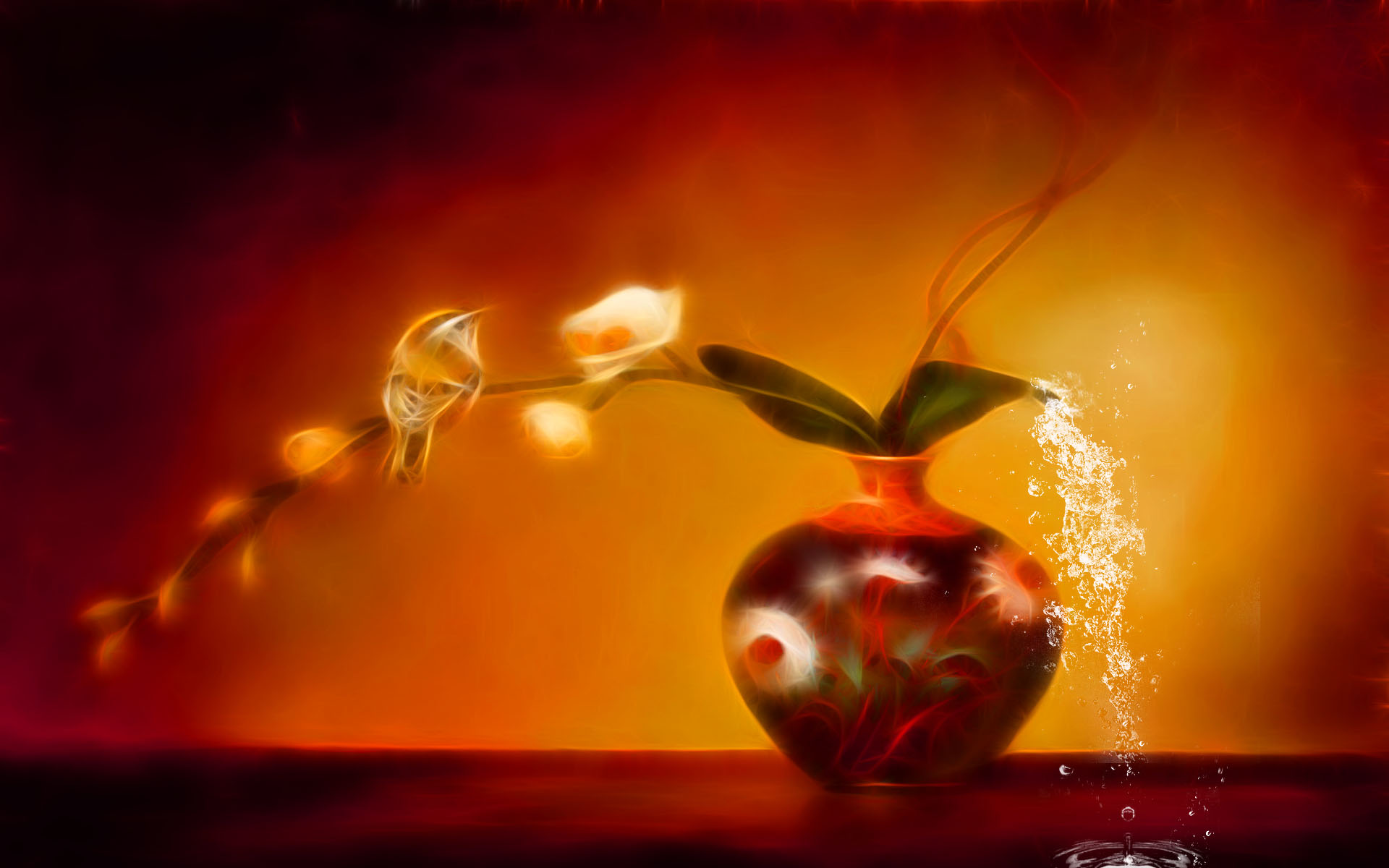 Download mobile wallpaper Still Life, Leaf, Vase, Painting, Artistic for free.