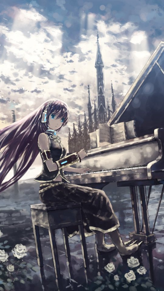 Download mobile wallpaper Anime, Piano, Flower, Vocaloid, Luka Megurine for free.