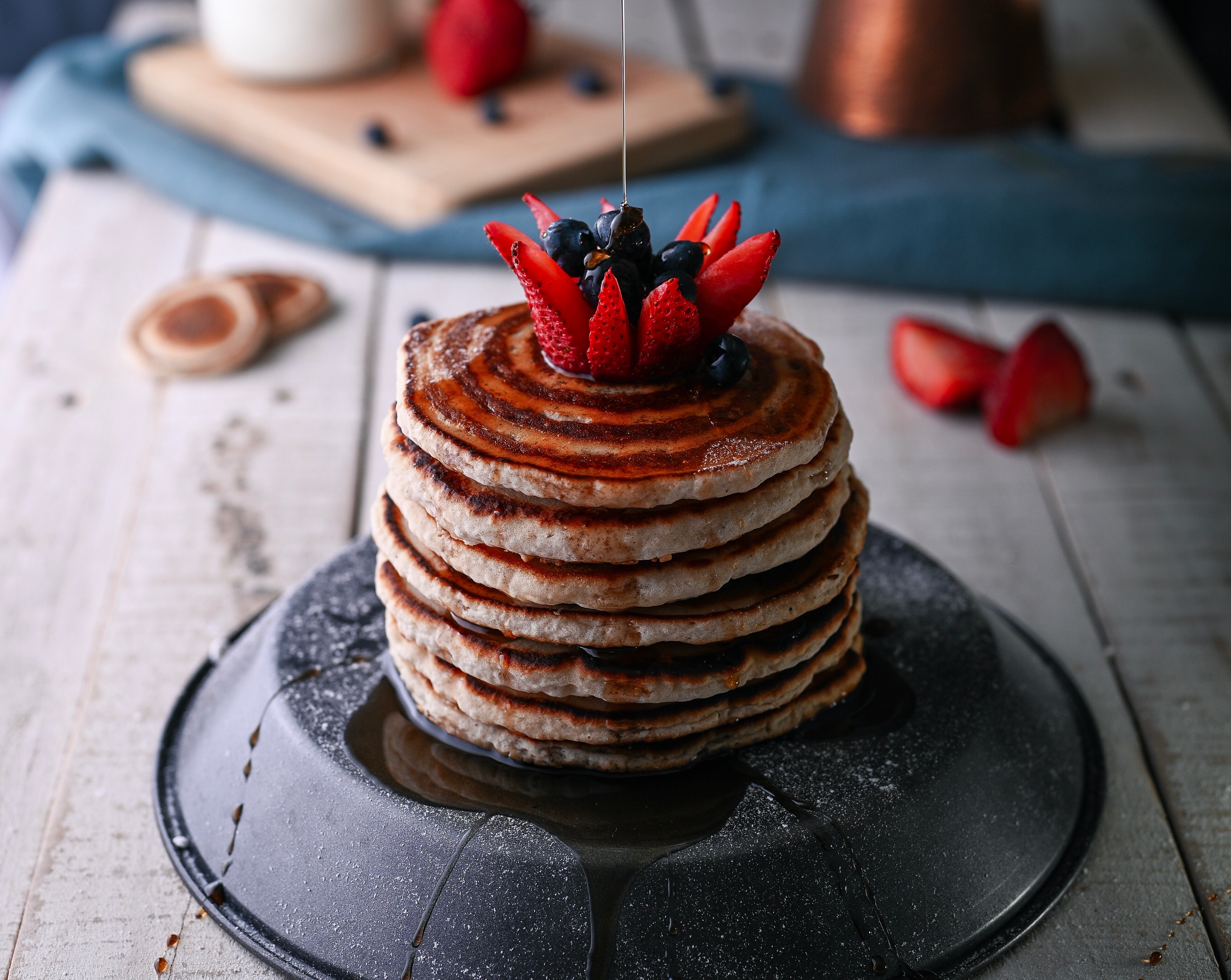 Free download wallpaper Food, Berry, Honey, Breakfast, Pancake on your PC desktop