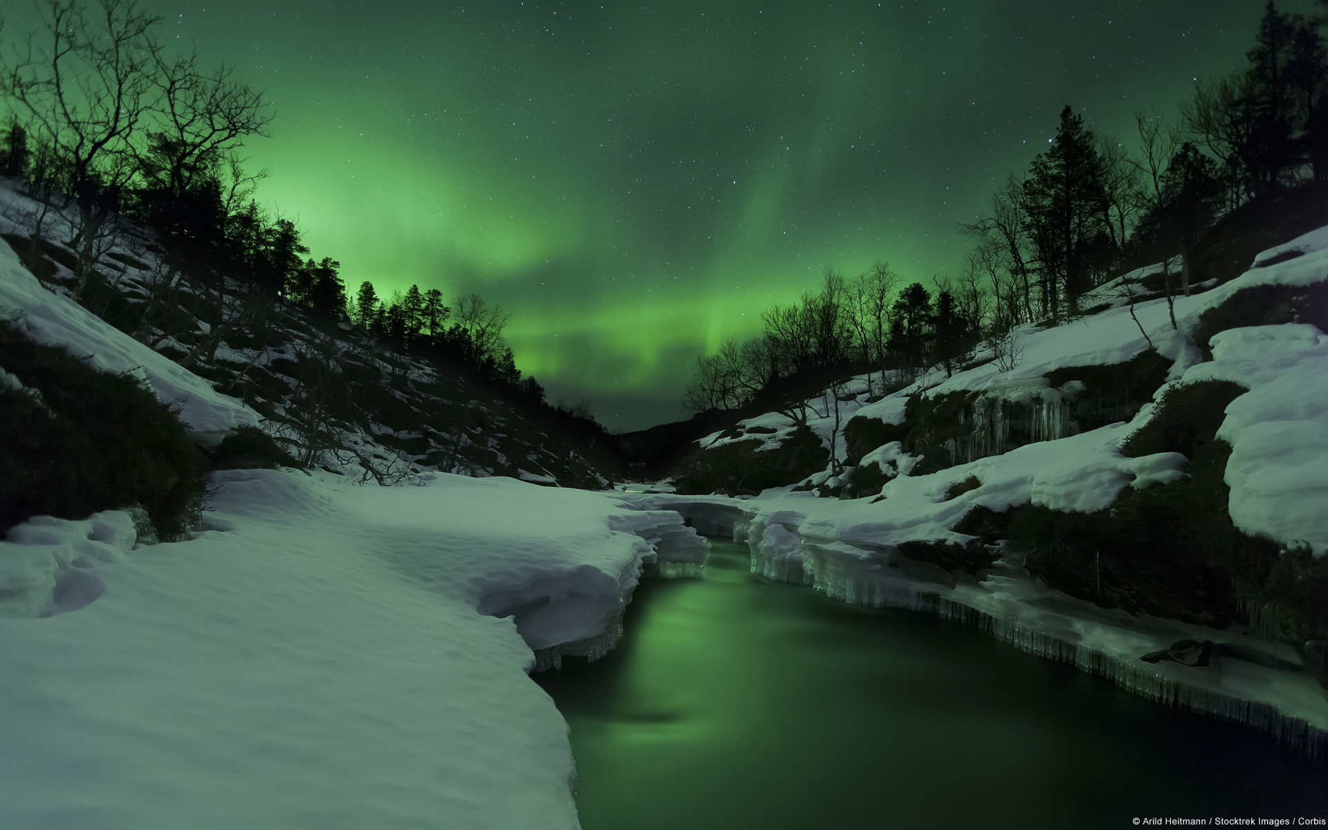 Free download wallpaper Winter, Night, Snow, Lake, Light, Earth, Aurora Borealis on your PC desktop