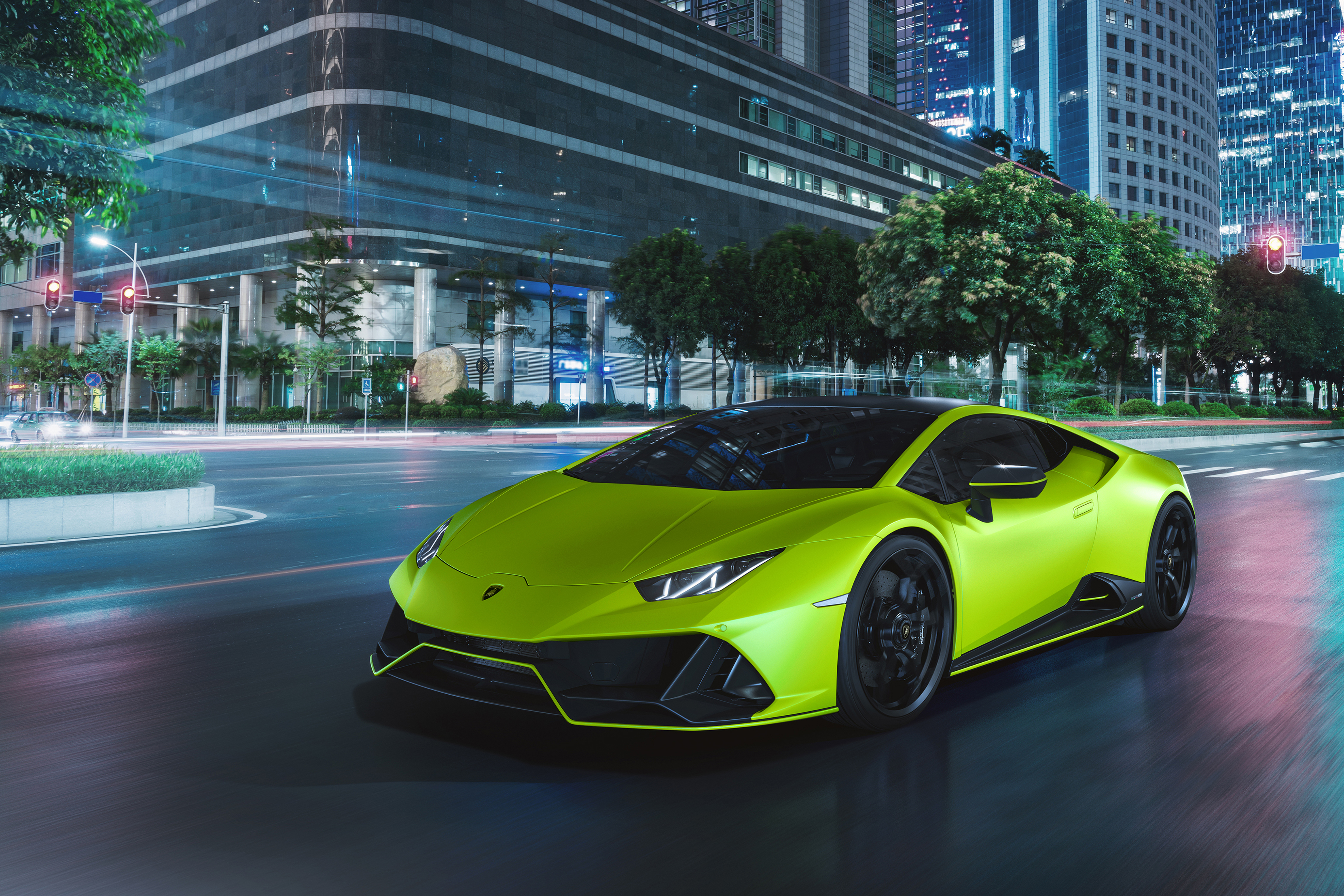 Laden Sie das Lamborghini, Autos, Supersportwagen, Lamborghini Huracan, Fahrzeuge, Grünes Auto, Lamborghini Huracán Evo-Bild kostenlos auf Ihren PC-Desktop herunter
