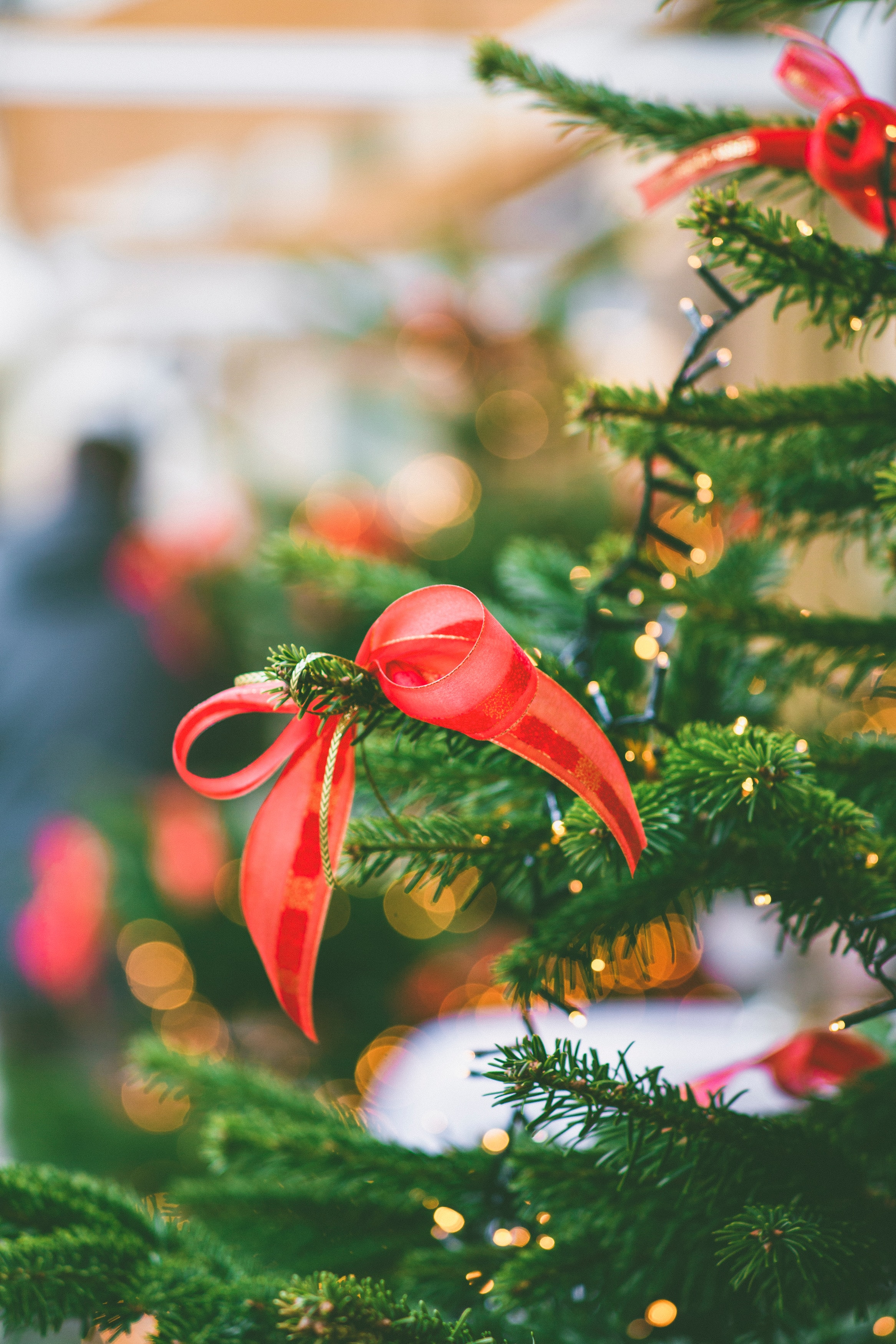 garland, holidays, new year, decorations, christmas, bow, christmas tree, garlands HD wallpaper
